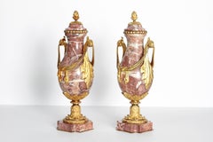 Pair of 19th Century  Louis XVI Style Marble and Ormolu Mounted Cassolettes