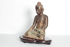 19th Century Mandalay Style Buddha of Bronze with Verdigris
