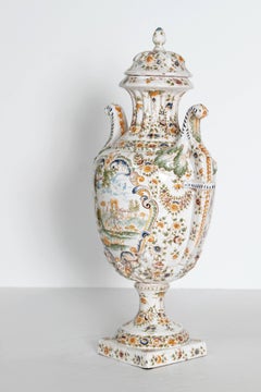 18th Century French Faience Lidded Urn