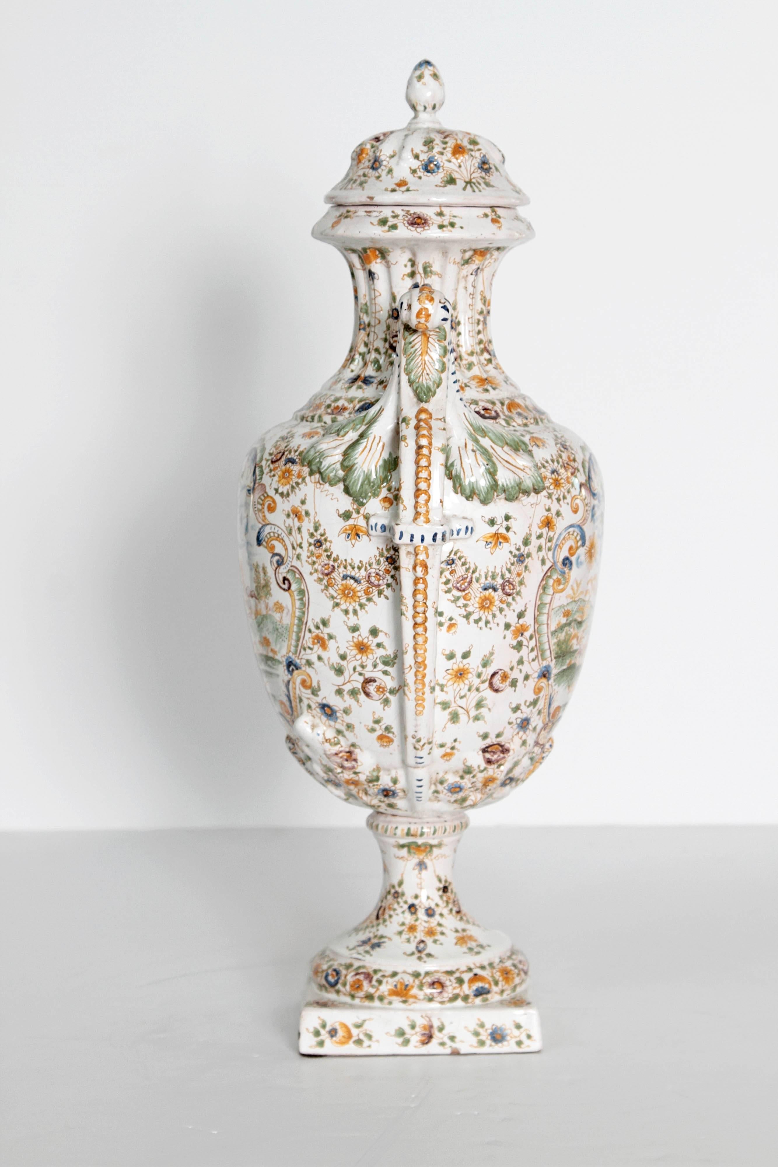 Louis XV 18th Century French Faience Lidded Urn