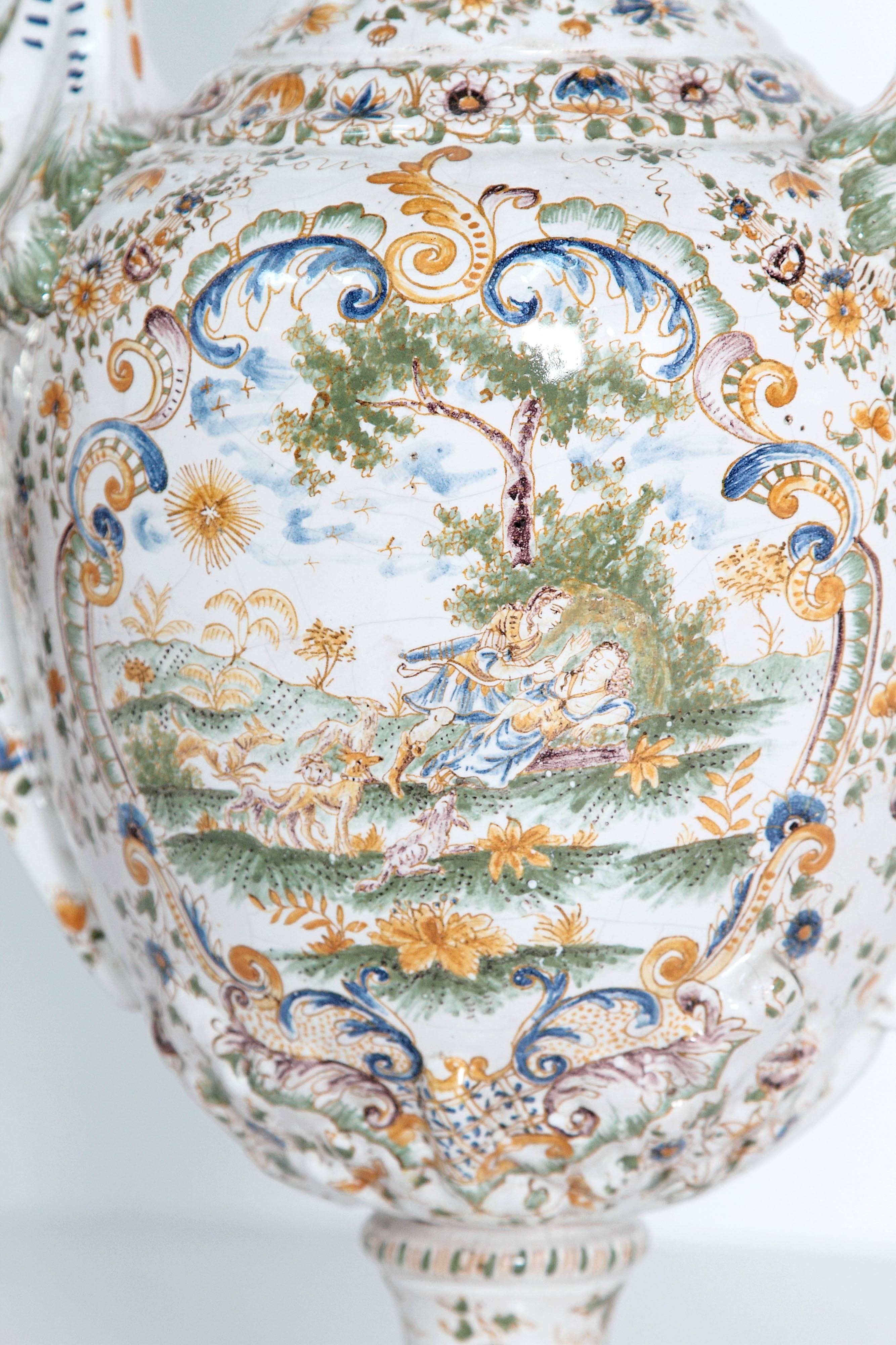 18th Century French Faience Lidded Urn In Good Condition In Dallas, TX