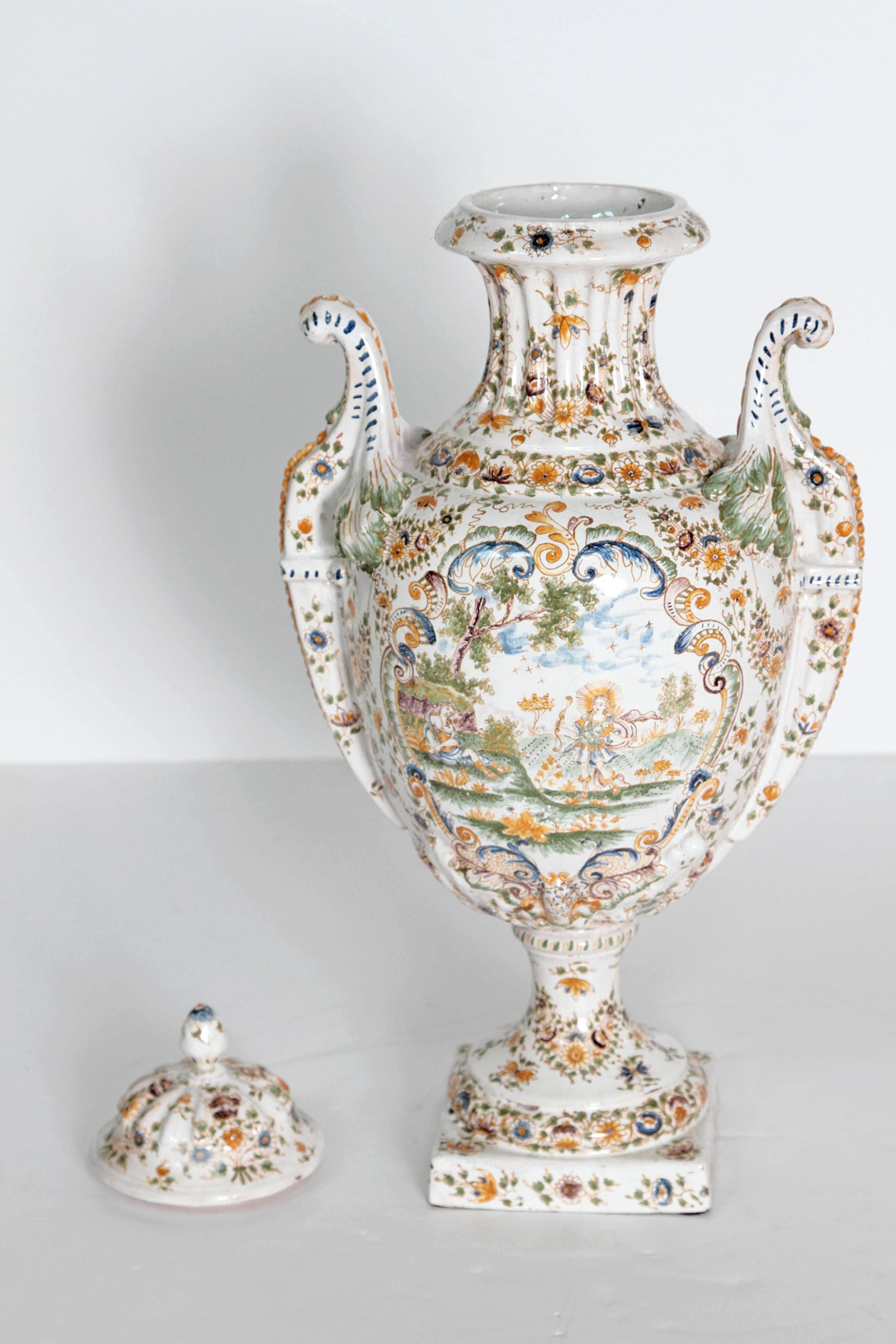 18th Century French Faience Lidded Urn 2