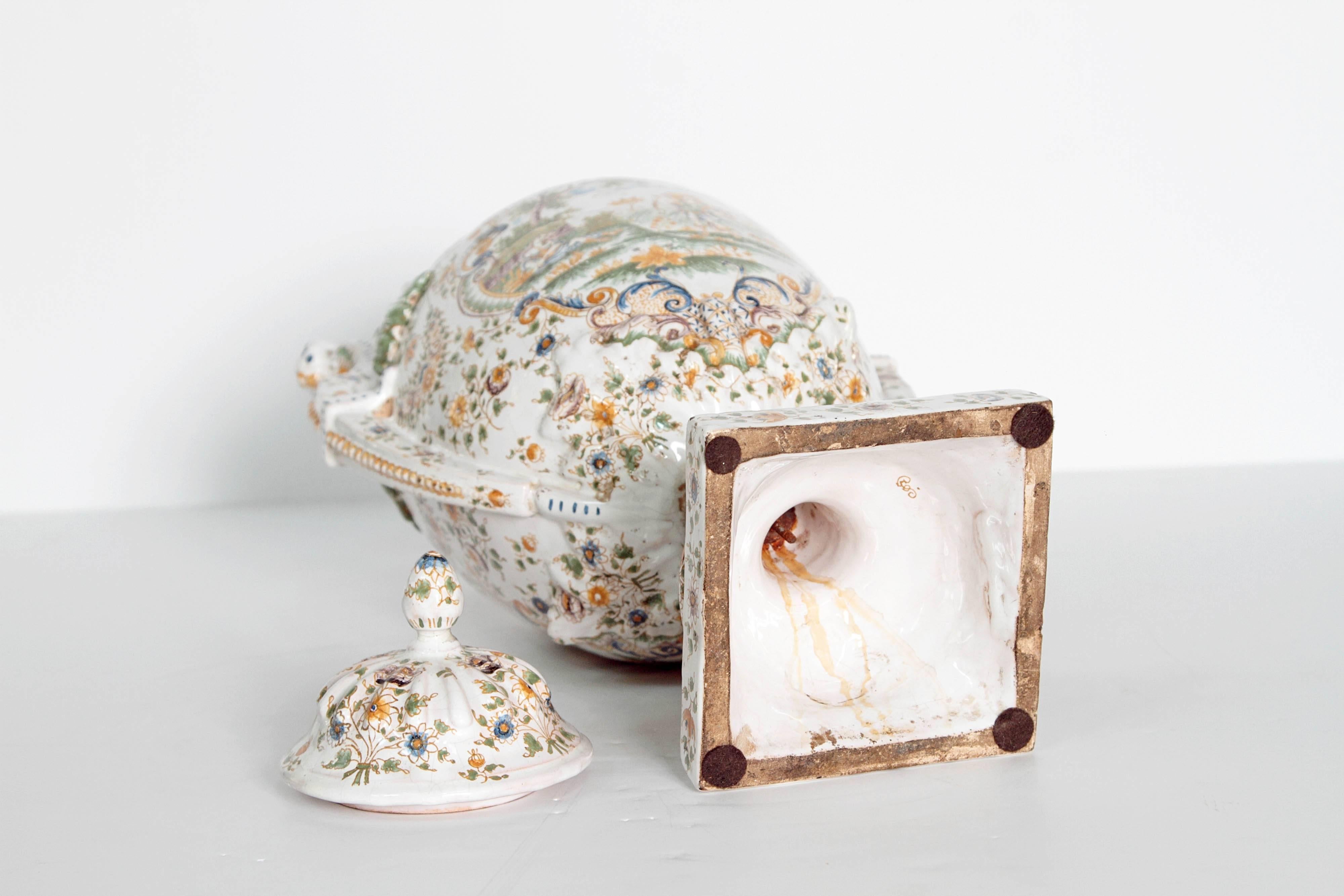 18th Century French Faience Lidded Urn 3