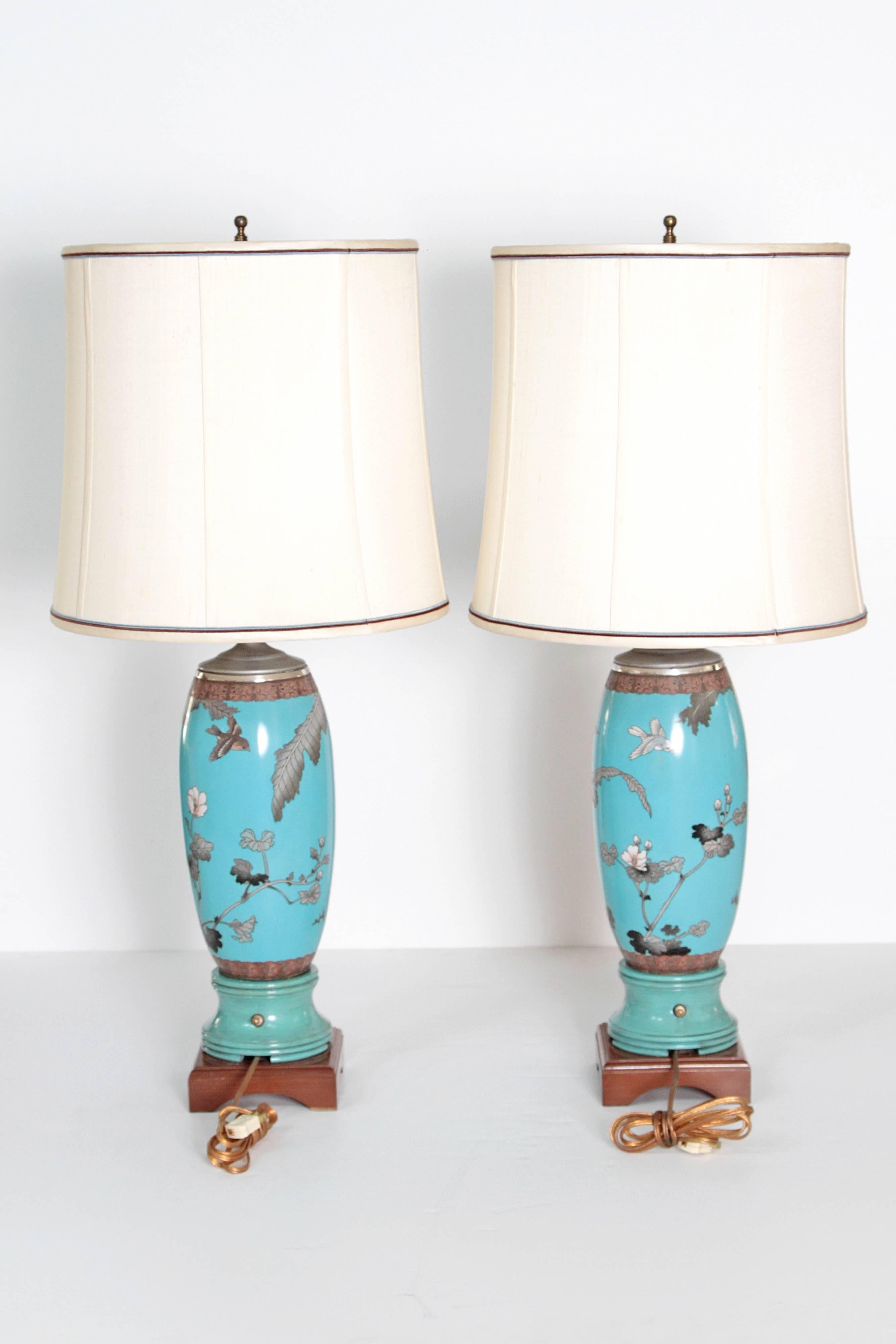 Pair 19th Century of French Cloisonne Lamps In Good Condition In Dallas, TX