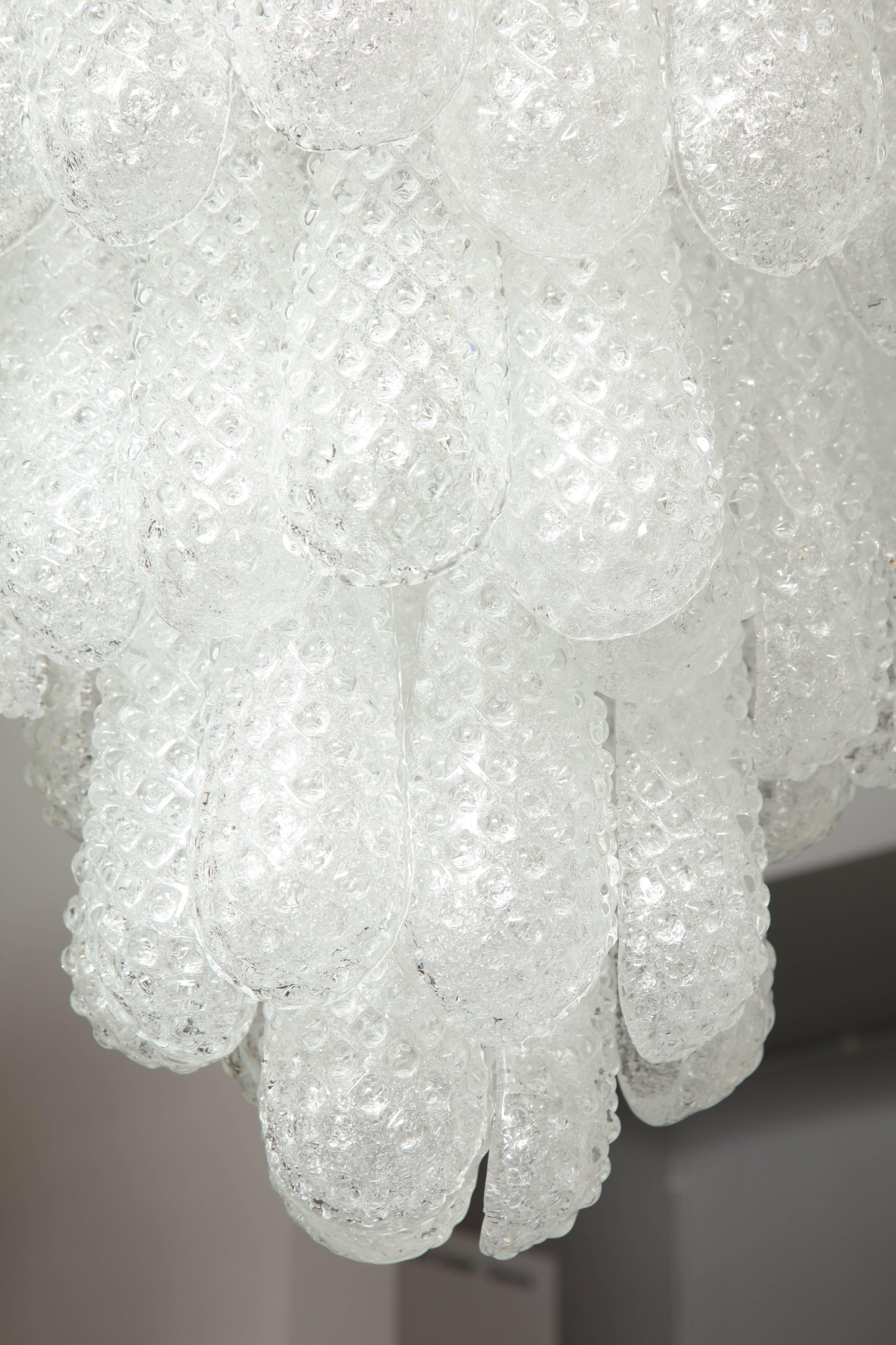Italian Custom Murano Honeycomb Glass Chandelier For Sale