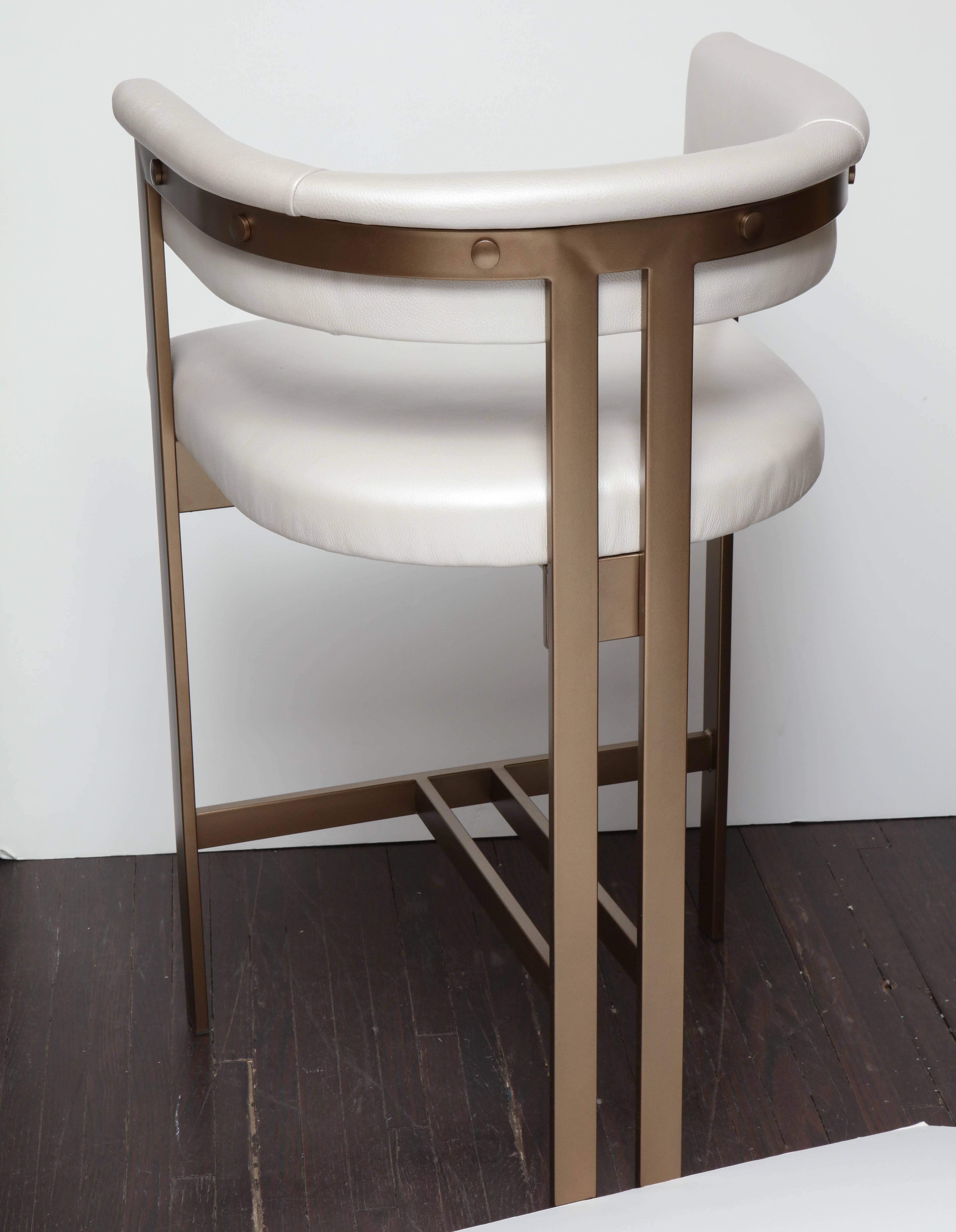 Leather Willy Rizzo Inspired Counter Stool For Sale
