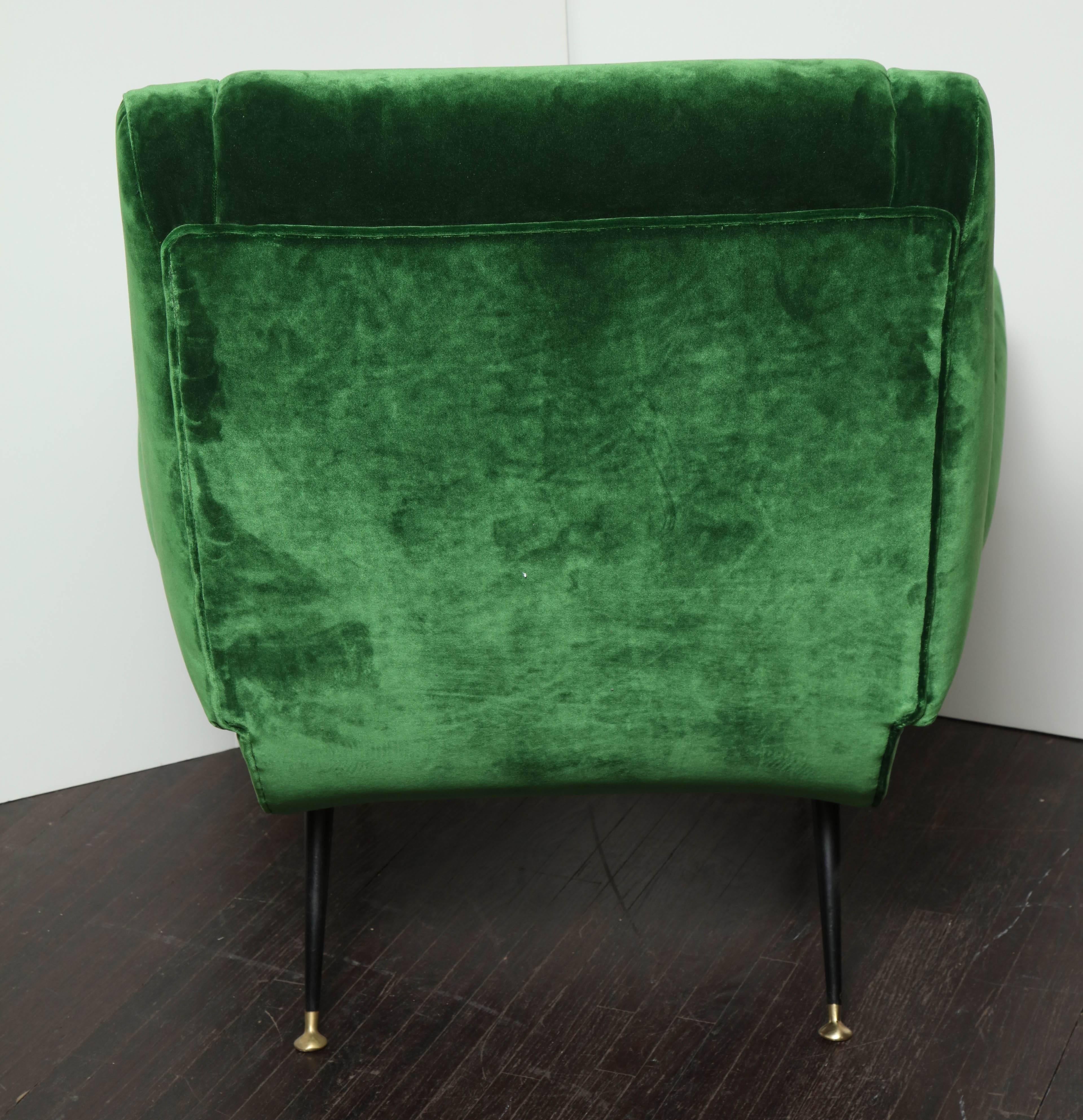 Pair of Vintage Italian Green Velvet Chairs 2