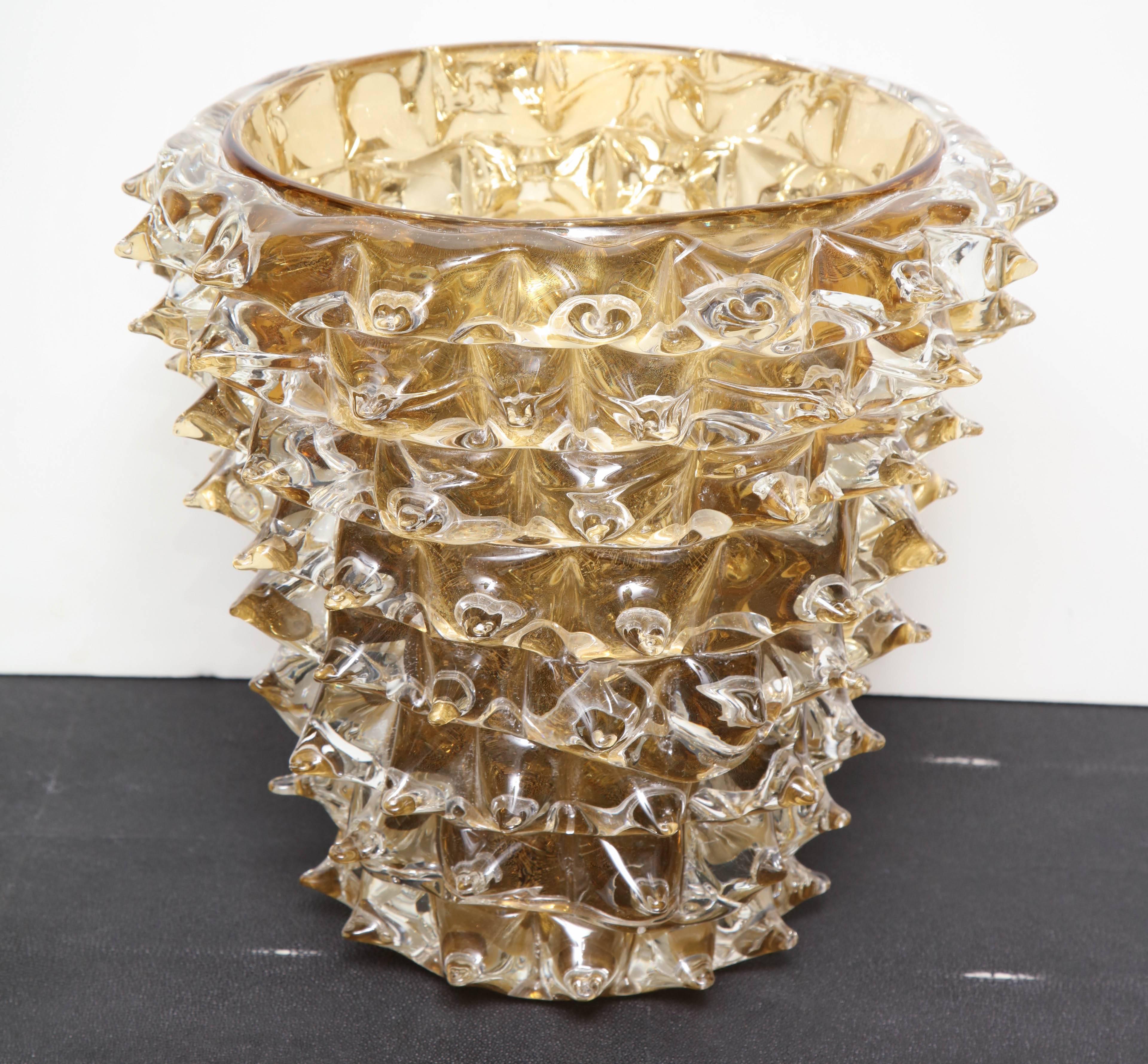 Signed constantini gold spiked Murano glass vase.