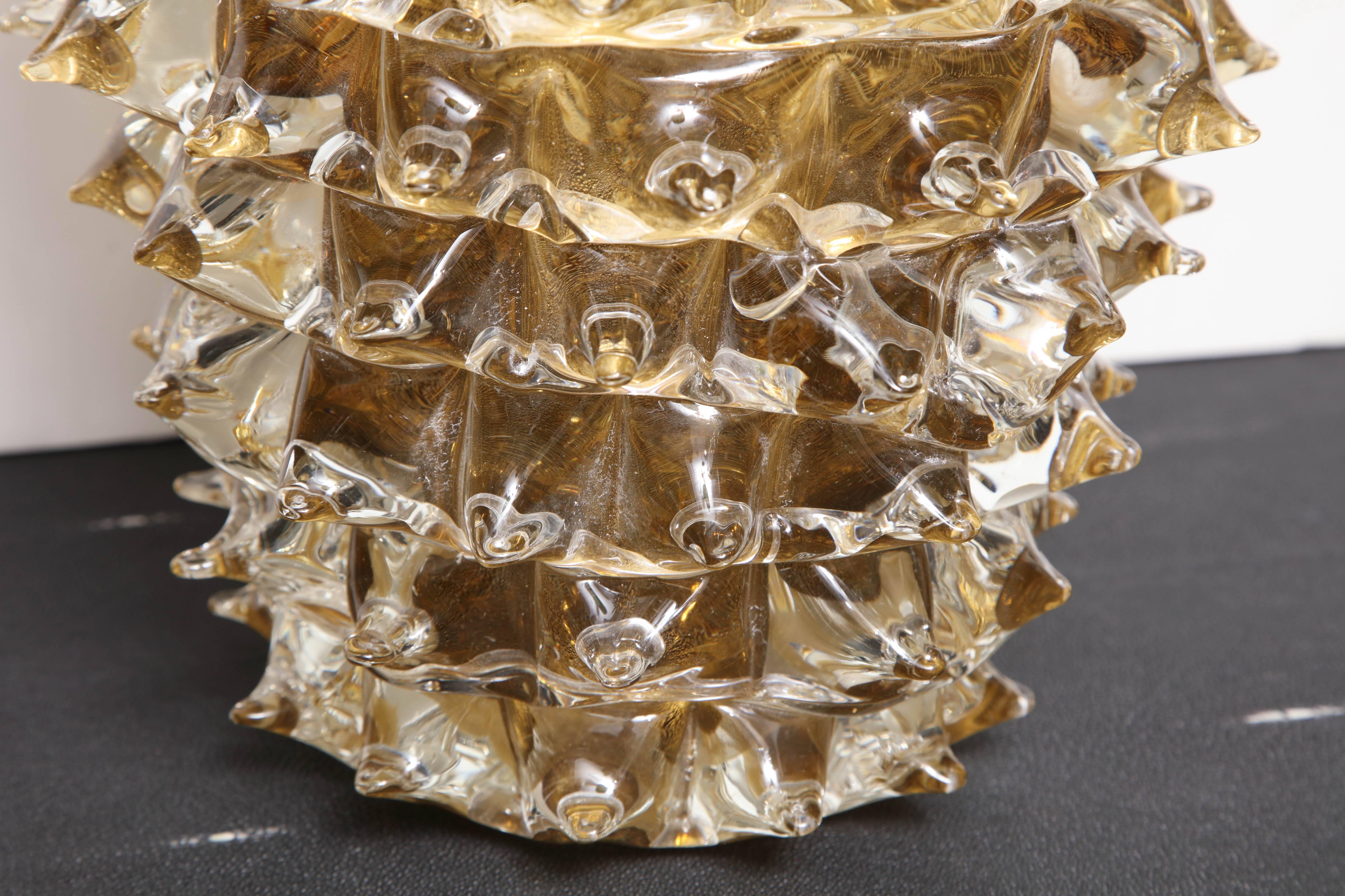 Signed Constantini Gold Spiked Murano Glass Vase 1