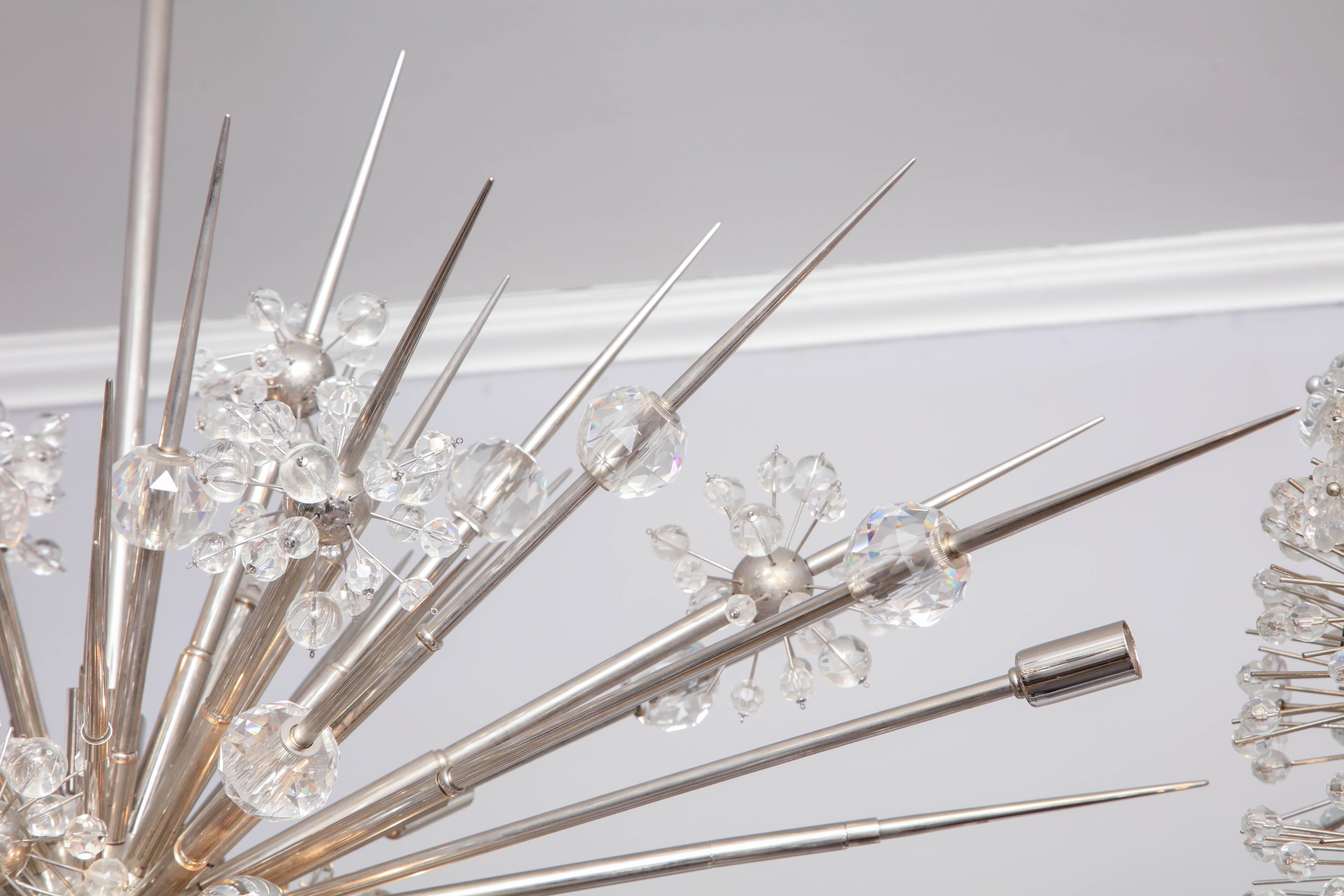 Mid-Century Modern Custom Austrian Crystal Spiked Sputnik Chandelier