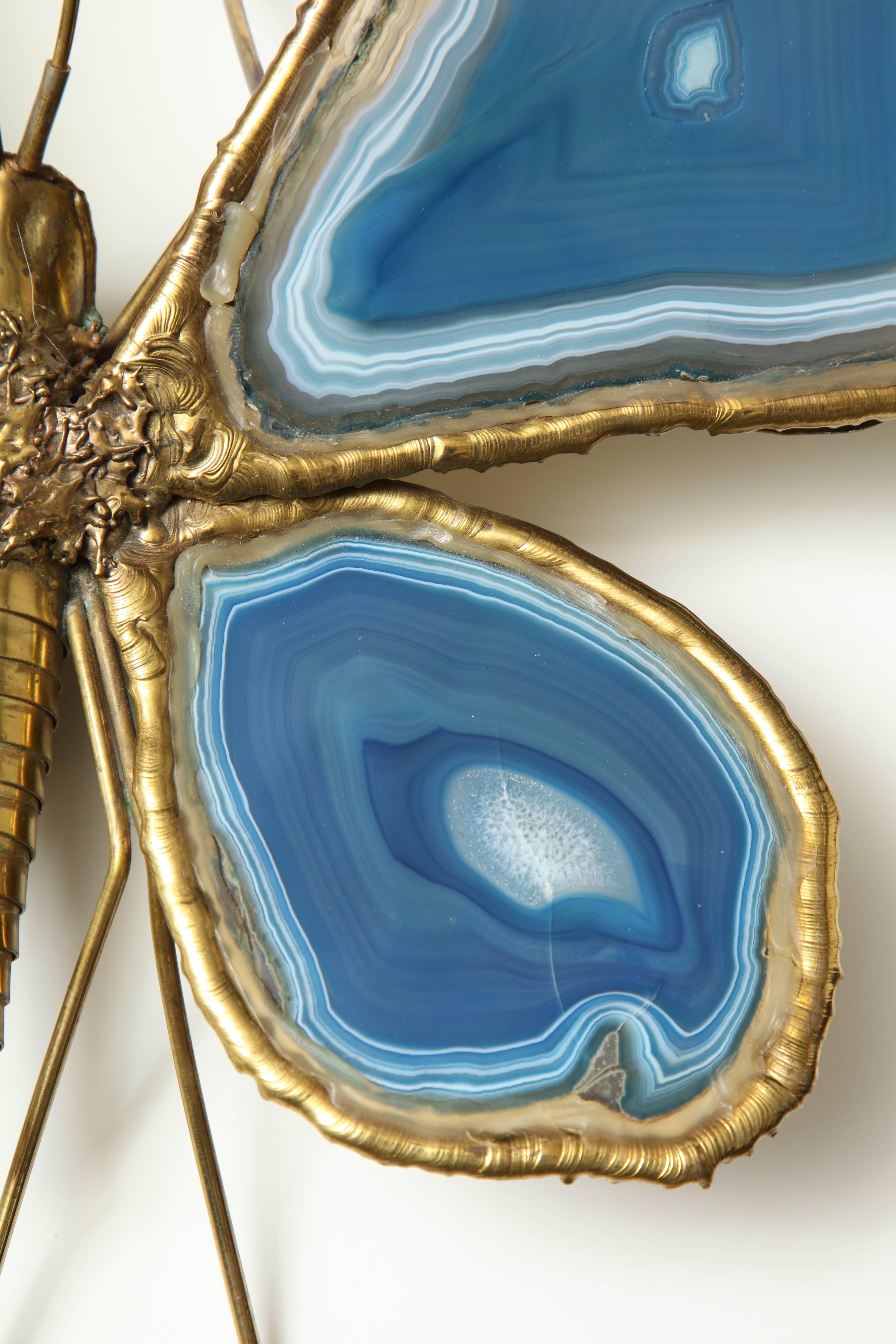 20th Century Agate Butterfly Wall Sconce by Brasseur