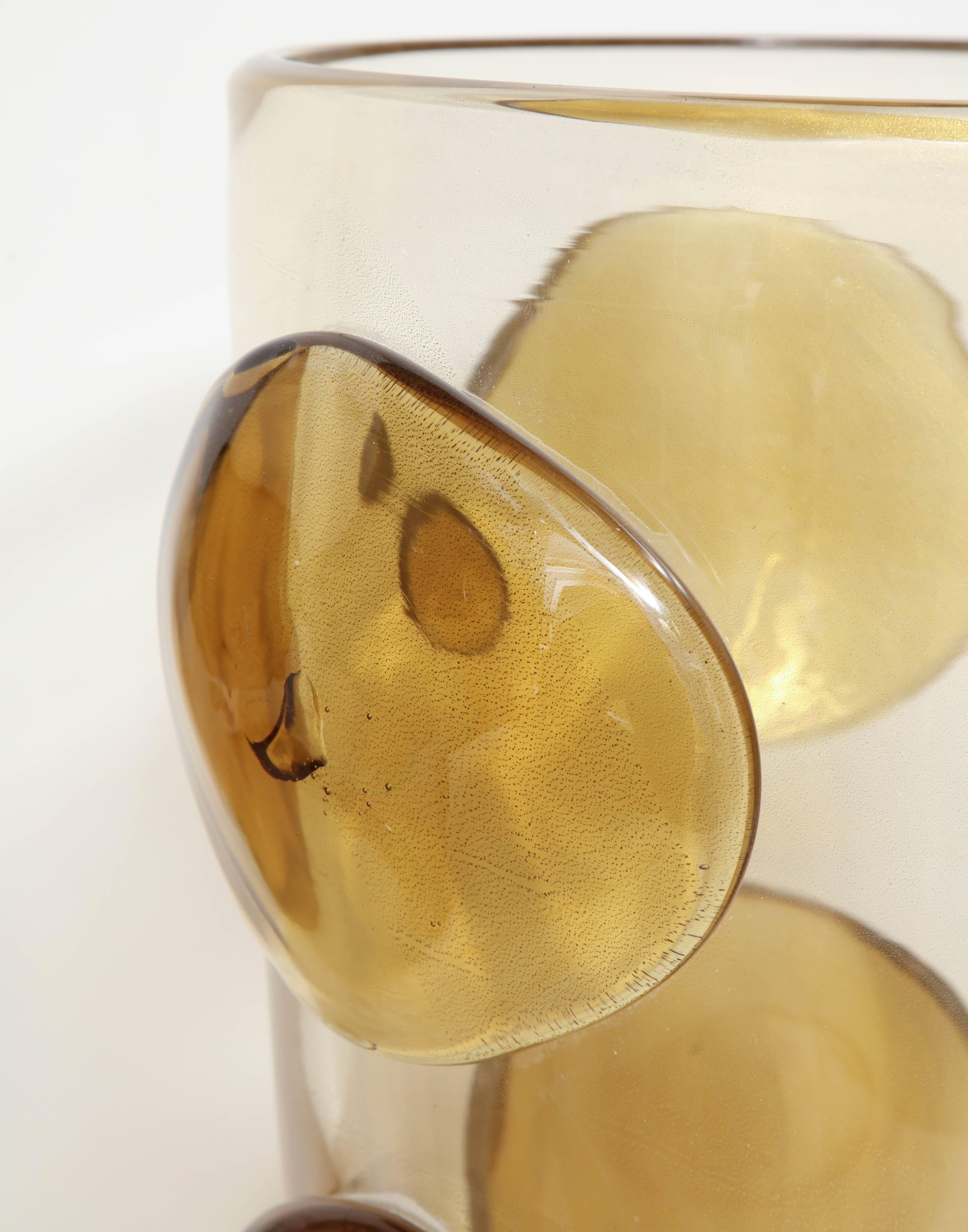 Pair of Enormous Signed Constantini Topaz Murano Vases In Excellent Condition In New York, NY