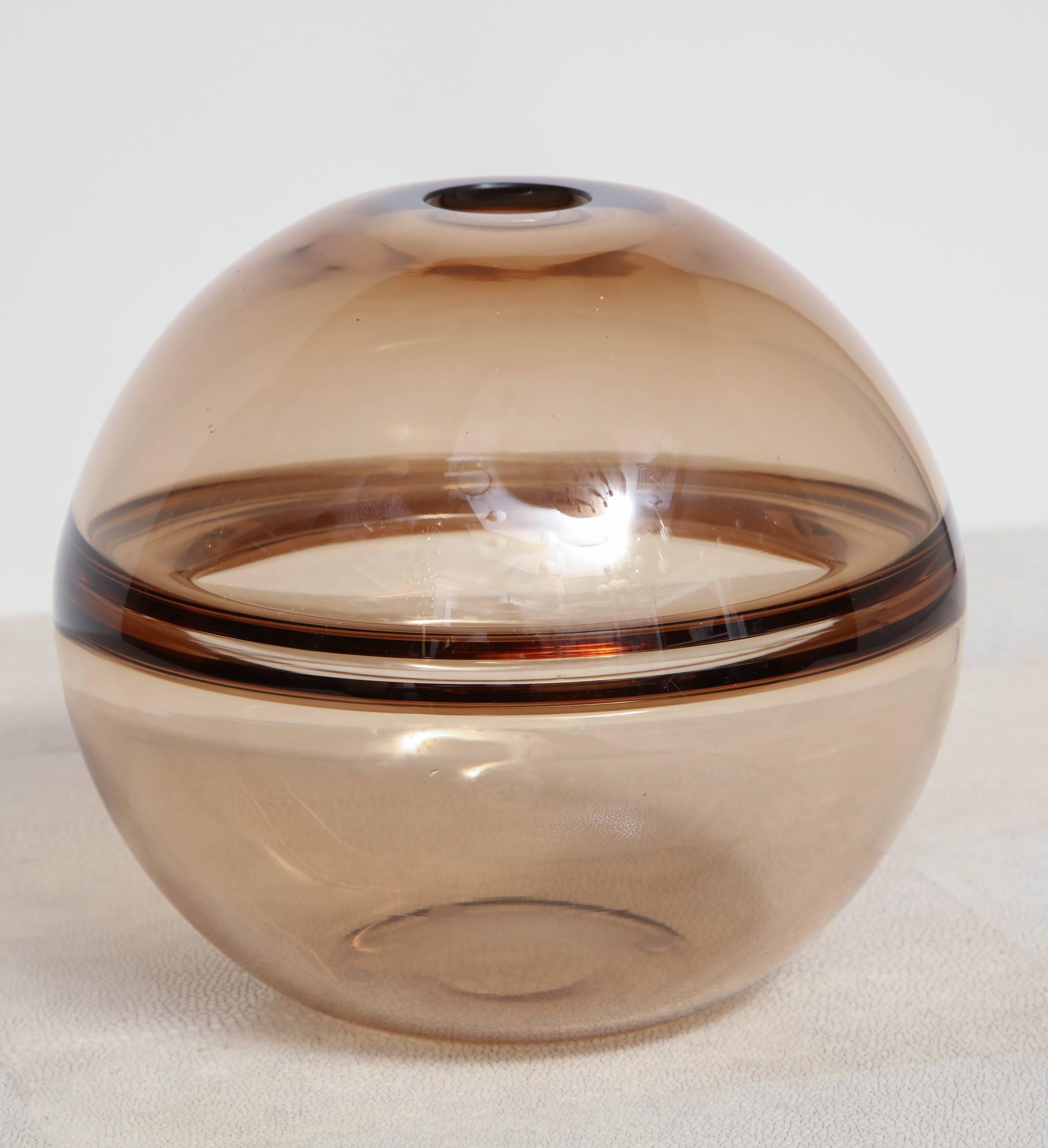 Signed Crepax Vase in Tobacco Color Murano Glass 1