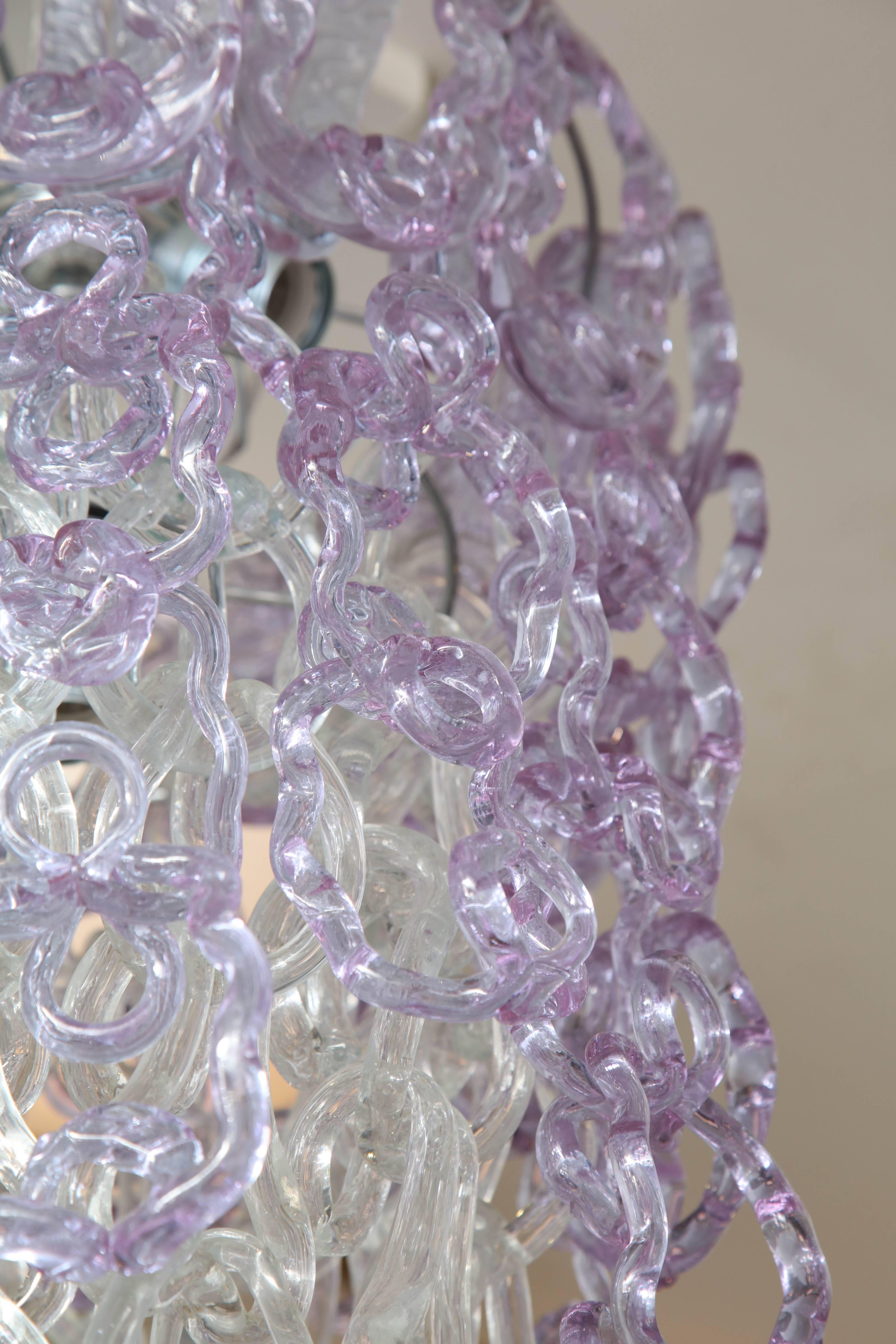 Vintage Vistosi Lavender and Clear Murano Link Chandelier In Good Condition In New York, NY