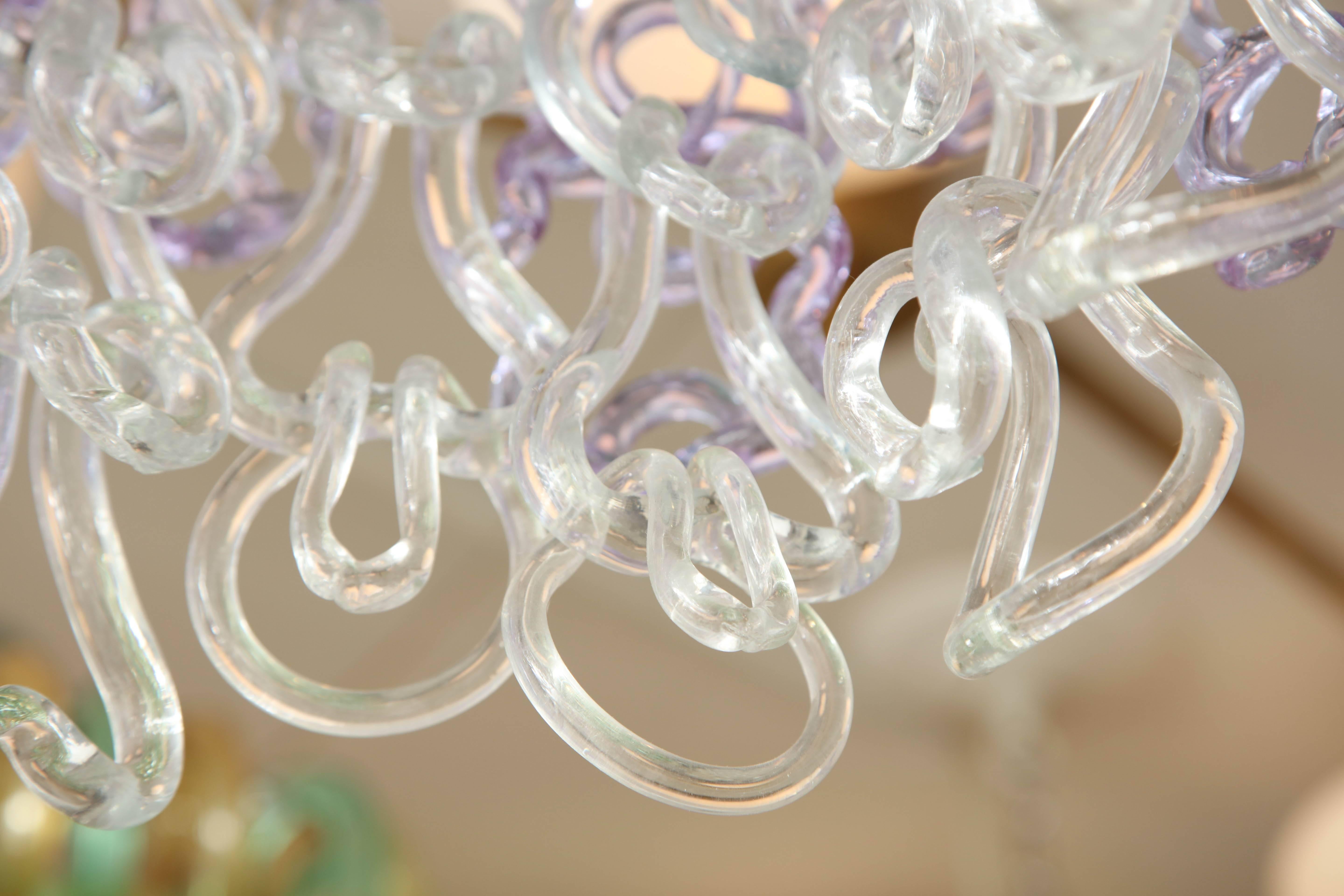 Murano Glass Vintage Vistosi Lavender and Clear Murano Link Chandelier