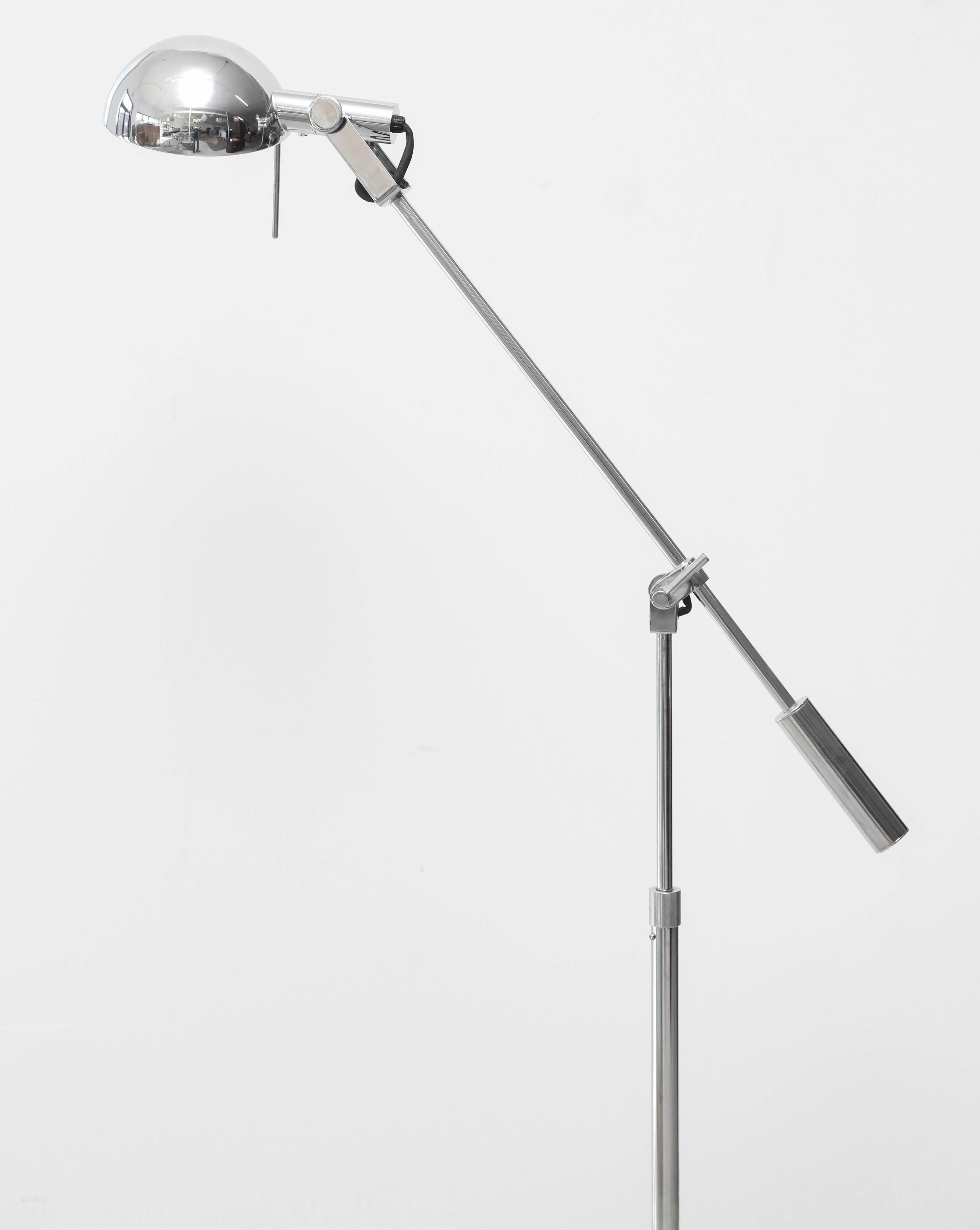 Mid-Century Modern Laurel Chrome Floor Lamp with Arm, 1970s, USA For Sale