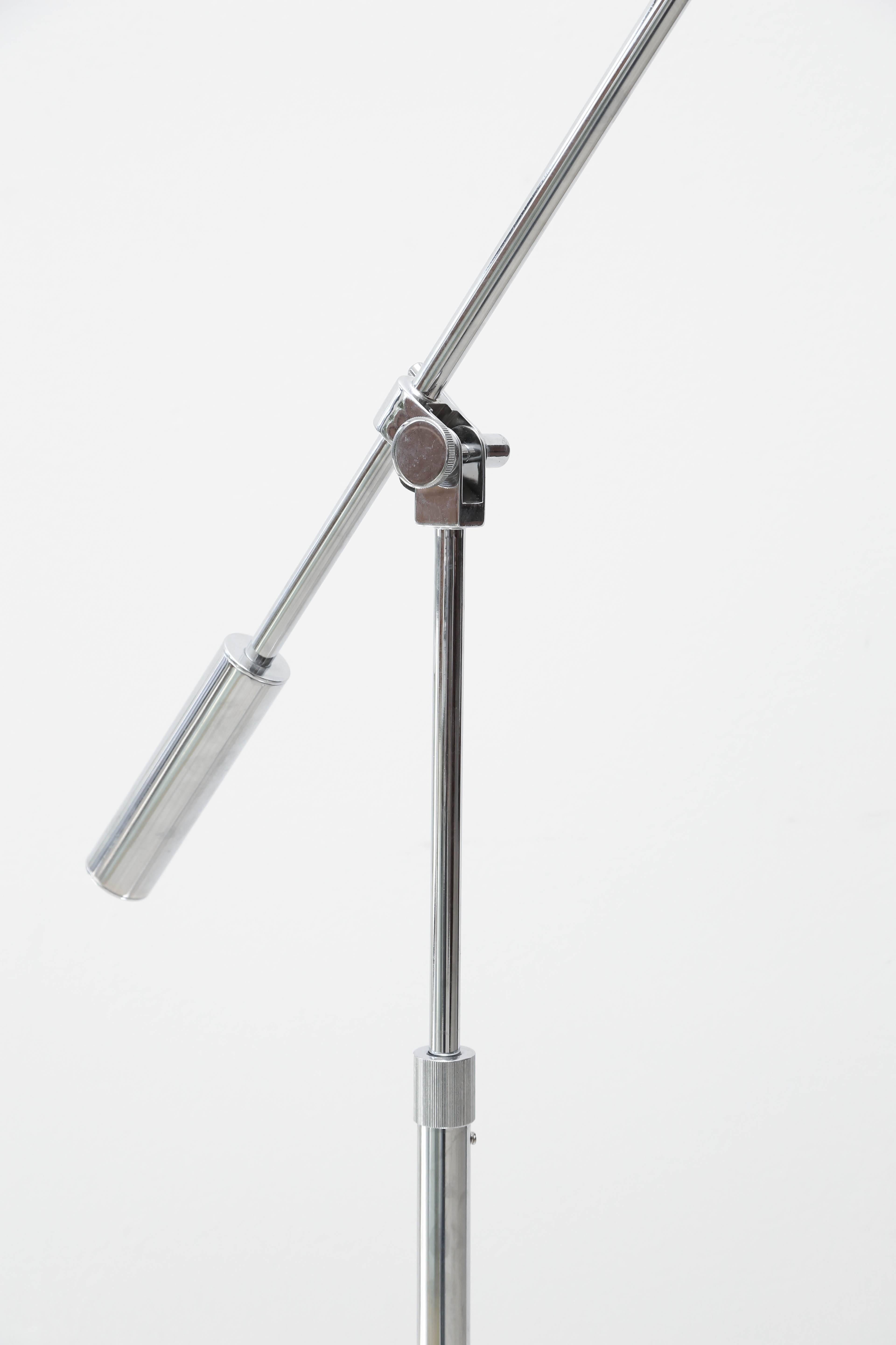 Laurel Chrome Floor Lamp with Arm, 1970s, USA In Good Condition For Sale In Miami, FL