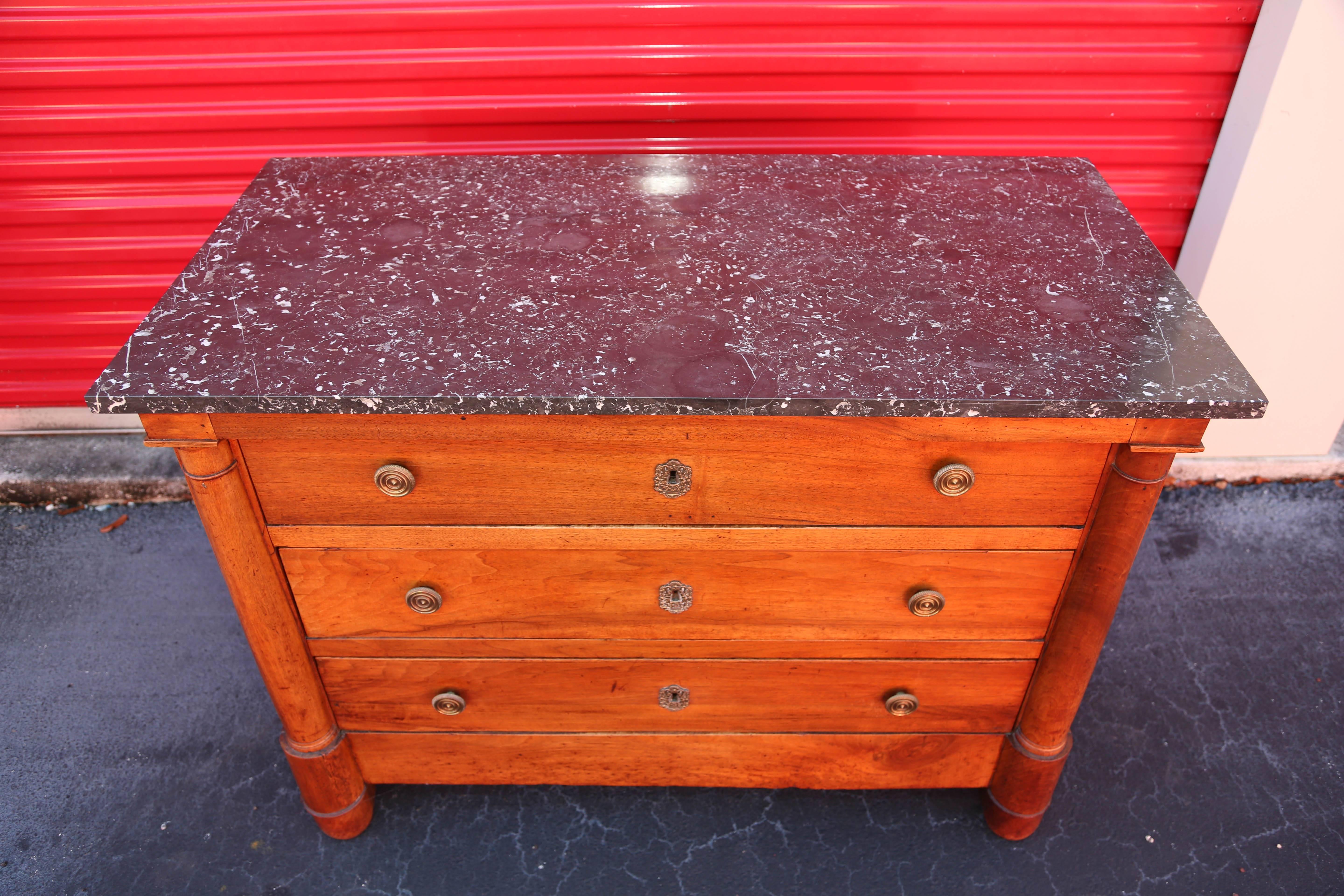 Superb 19th Century French Chest of Drawers with Marble Top In Excellent Condition In West Palm Beach, FL