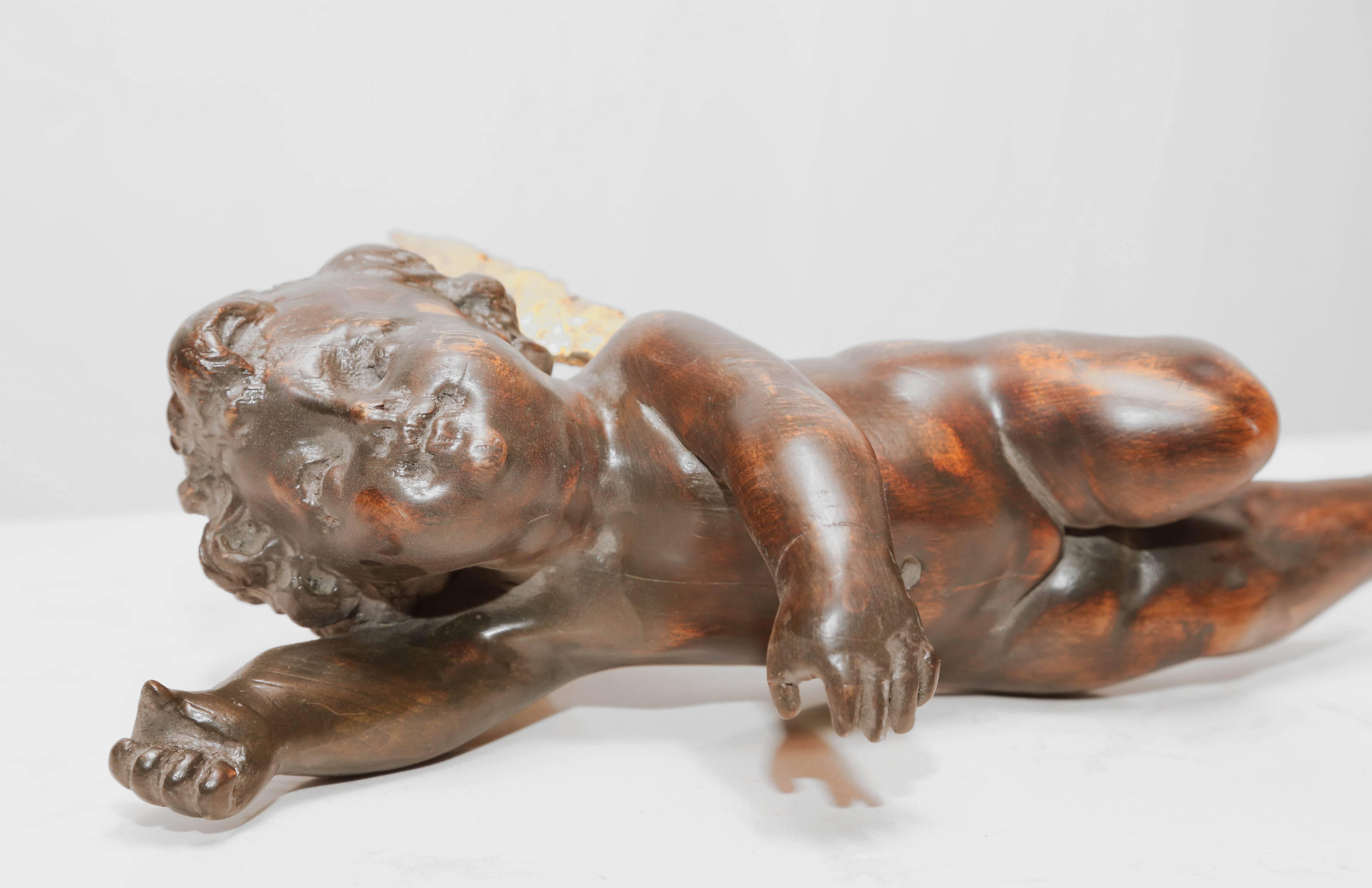Superb Pair of 19th Century Carved Italian Hanging Putti In Good Condition In West Palm Beach, FL