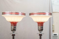 Pair of Art Deco Mid-Century Modern Torchiere Floor Lamps, Rembrandt Lamp Co