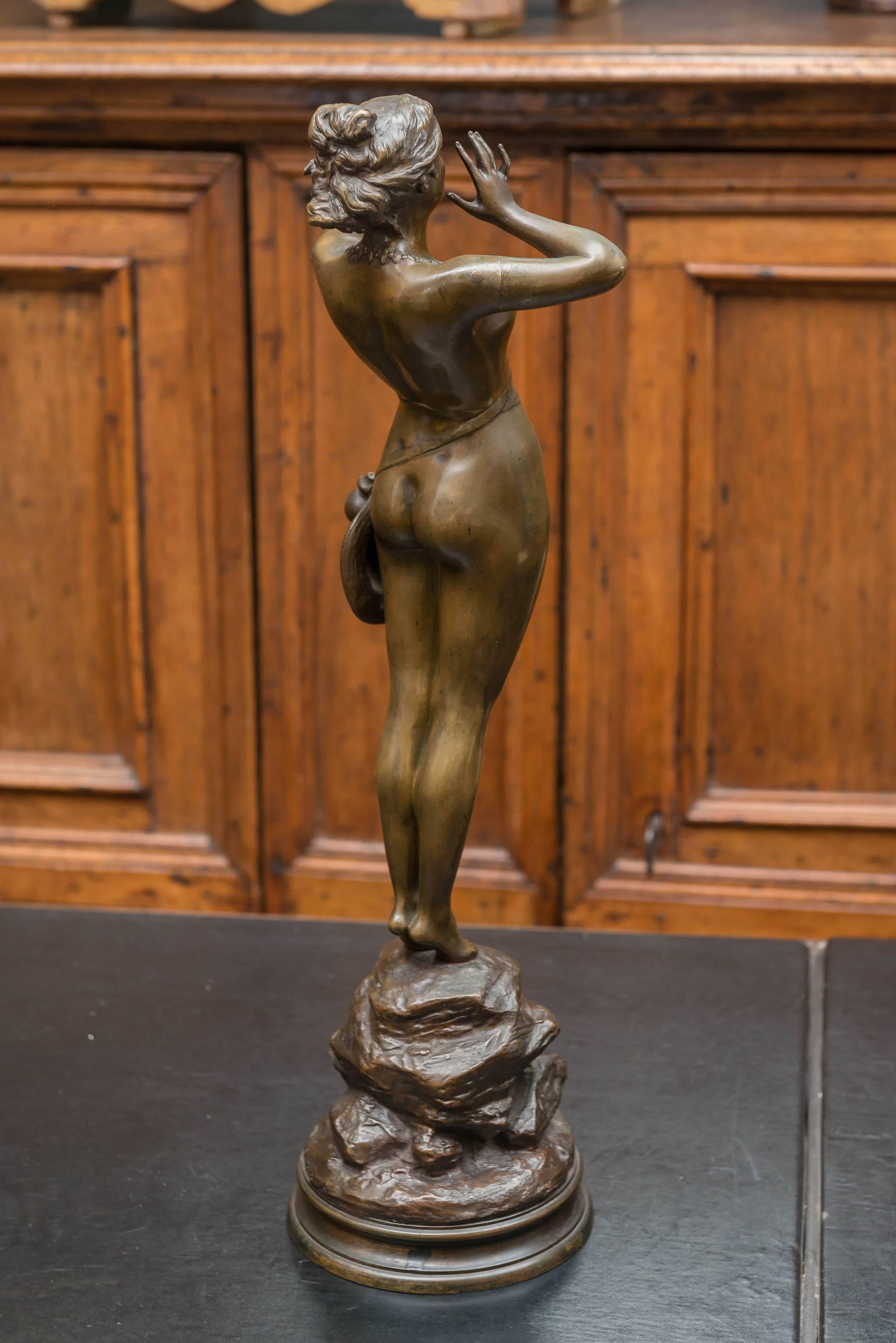 19th Century Art Nouveau Bronze Sculpture of a Female Adventurer by A. Grevin 2