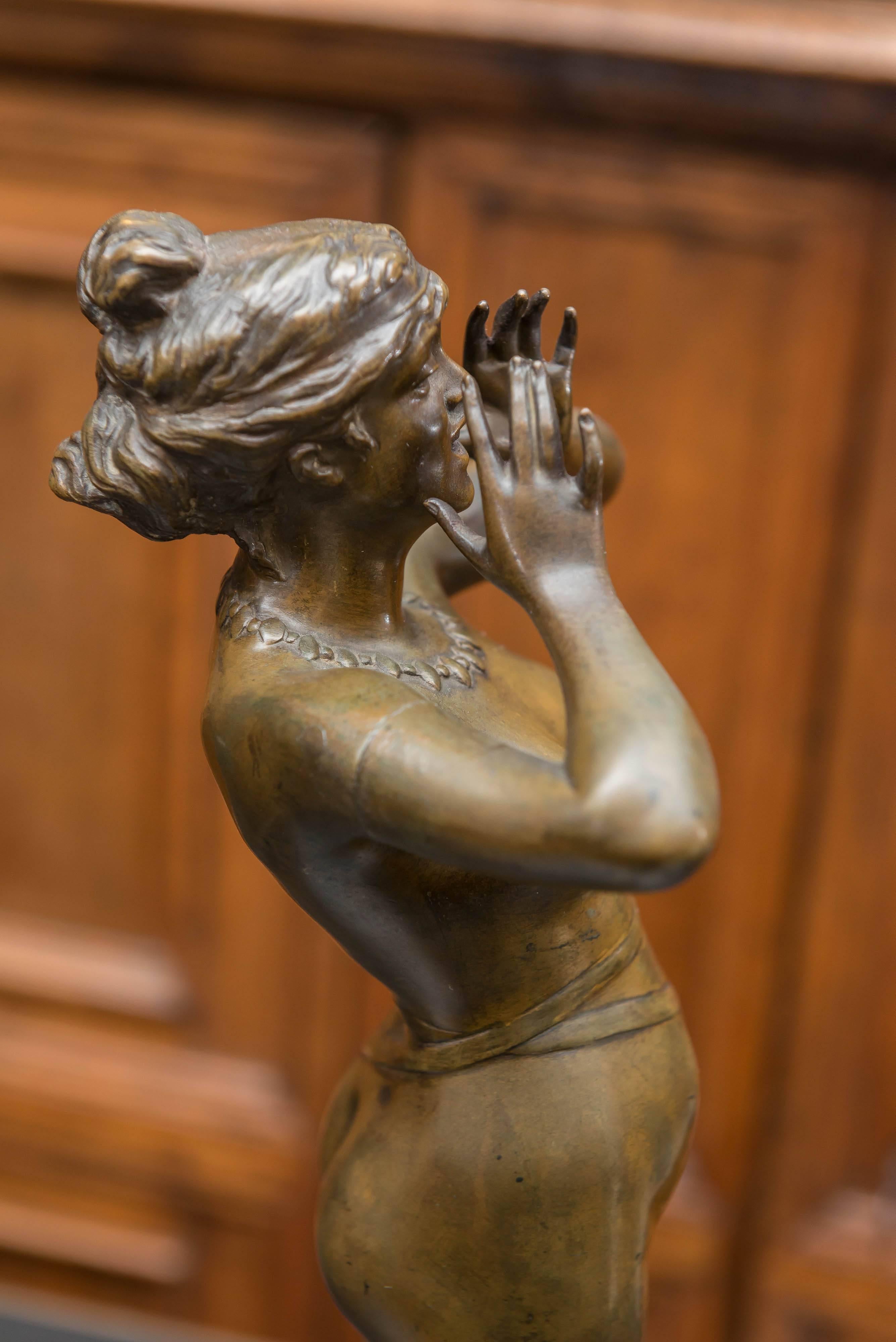 19th Century Art Nouveau Bronze Sculpture of a Female Adventurer by A. Grevin 3
