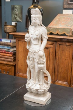Chinese Finely Carved Marble Figure of Kuan Yin (Goddess of Mercy) Circa 1910