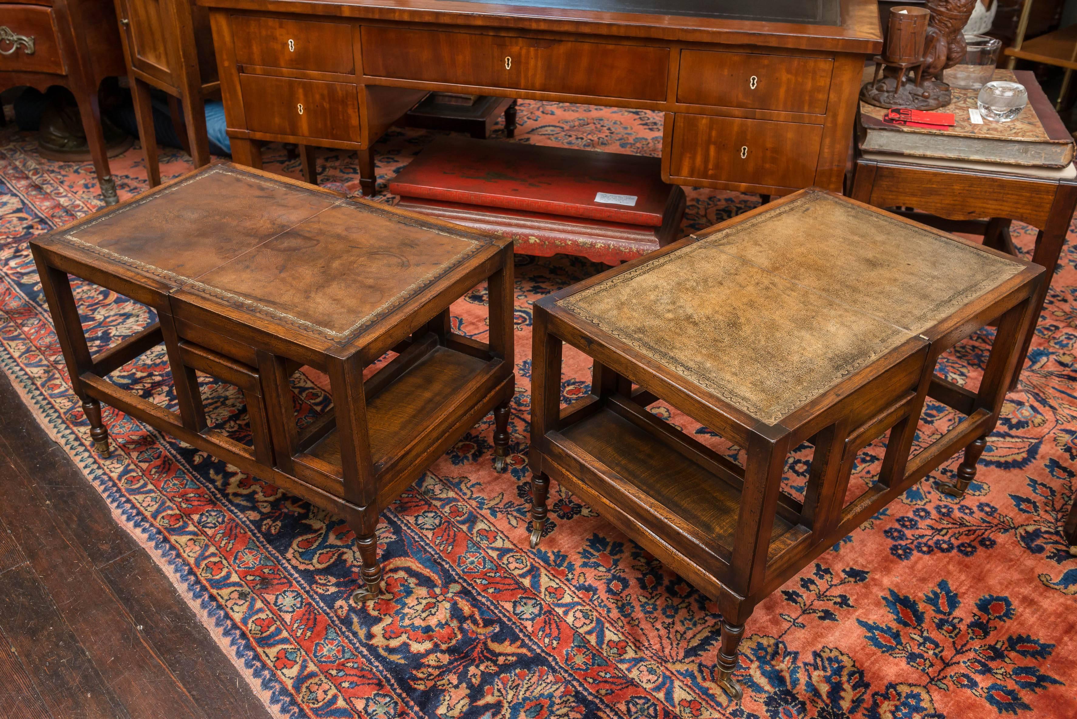 Pair of English Mahogany Metamorphic Table Steps in Regency Style 1