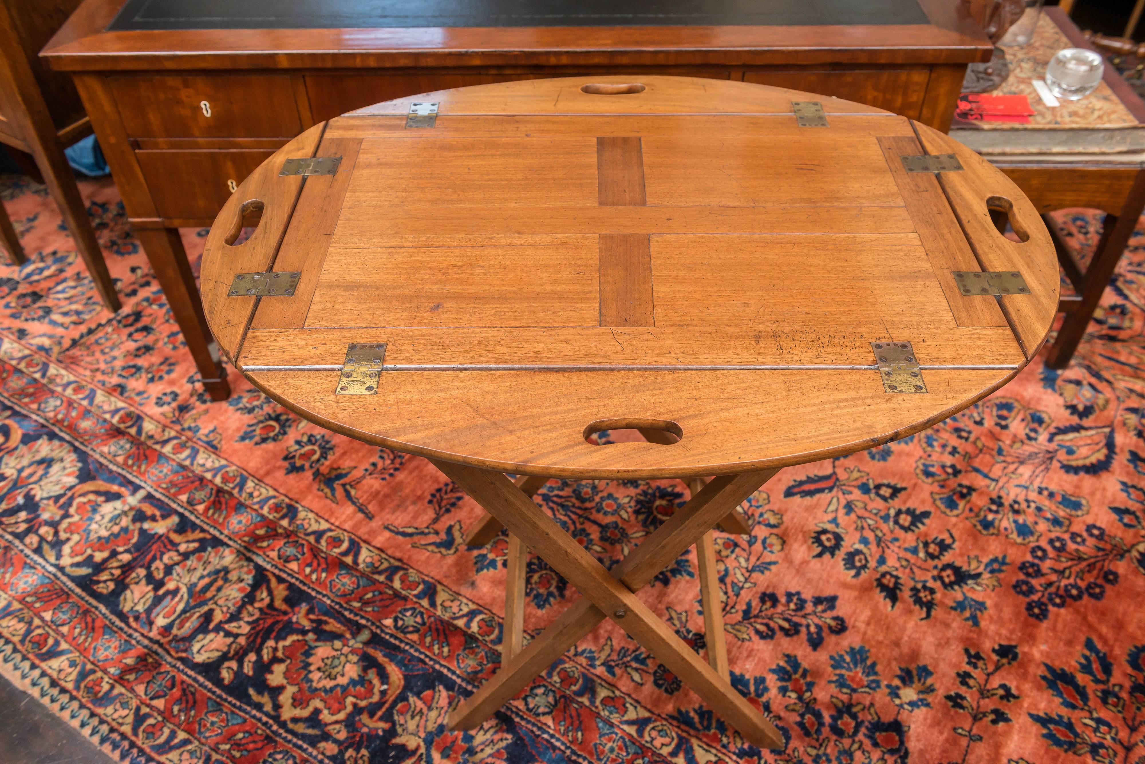 Mid 19th Century Flip-Side Oval Mahogany Butler's Tray On Stand In Good Condition In San Francisco, CA