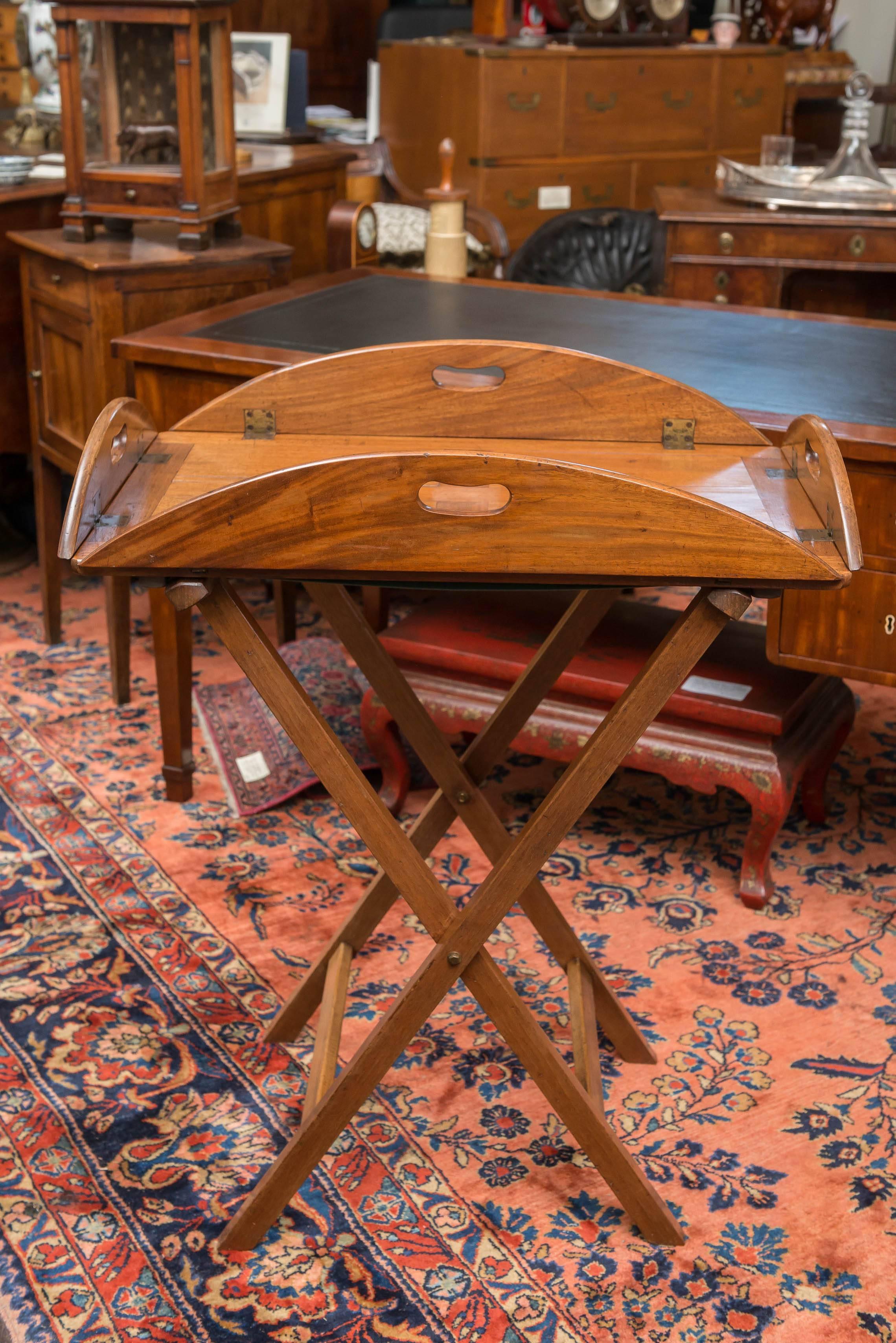 Mid 19th Century Flip-Side Oval Mahogany Butler's Tray On Stand 2