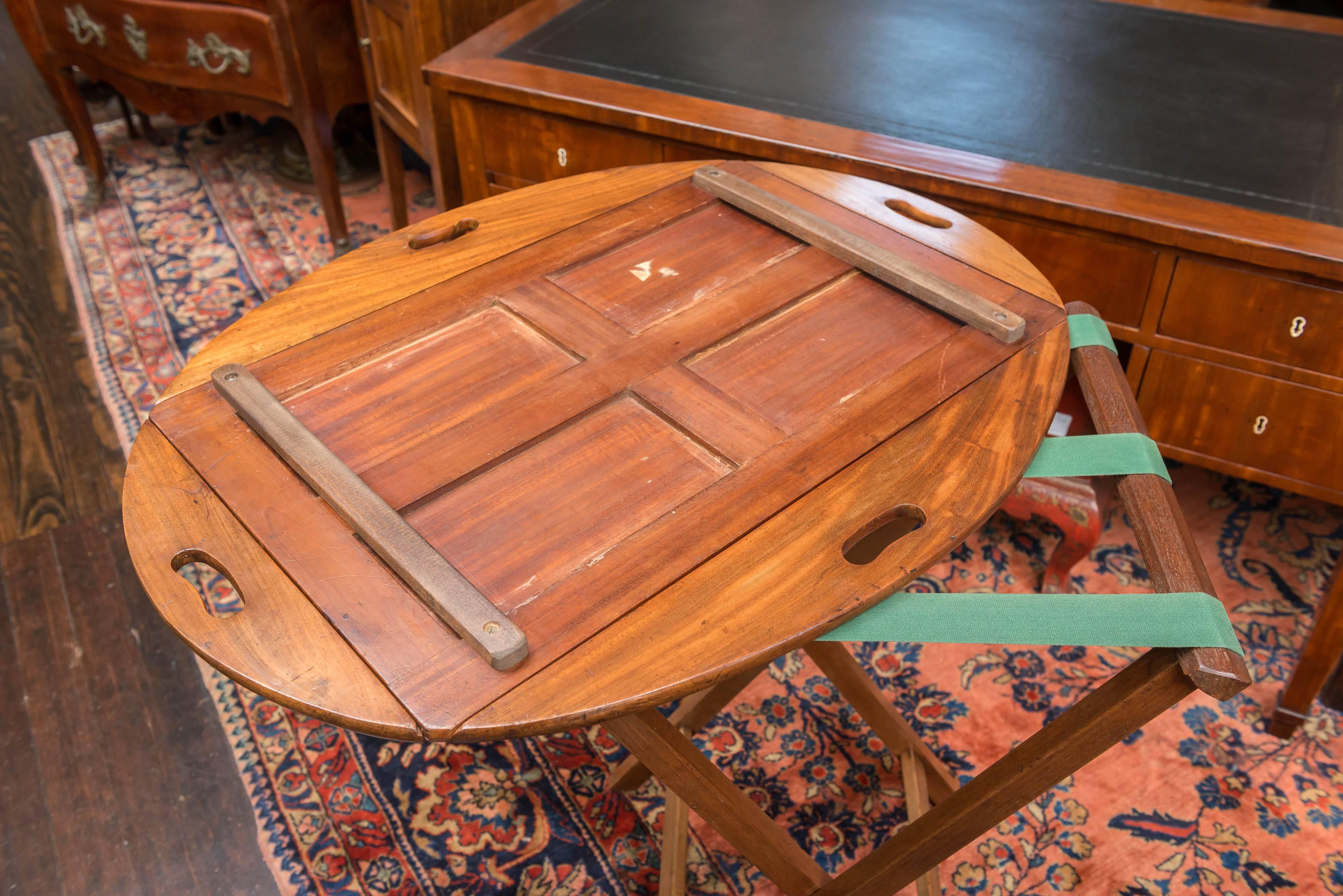 Mid 19th Century Flip-Side Oval Mahogany Butler's Tray On Stand 3