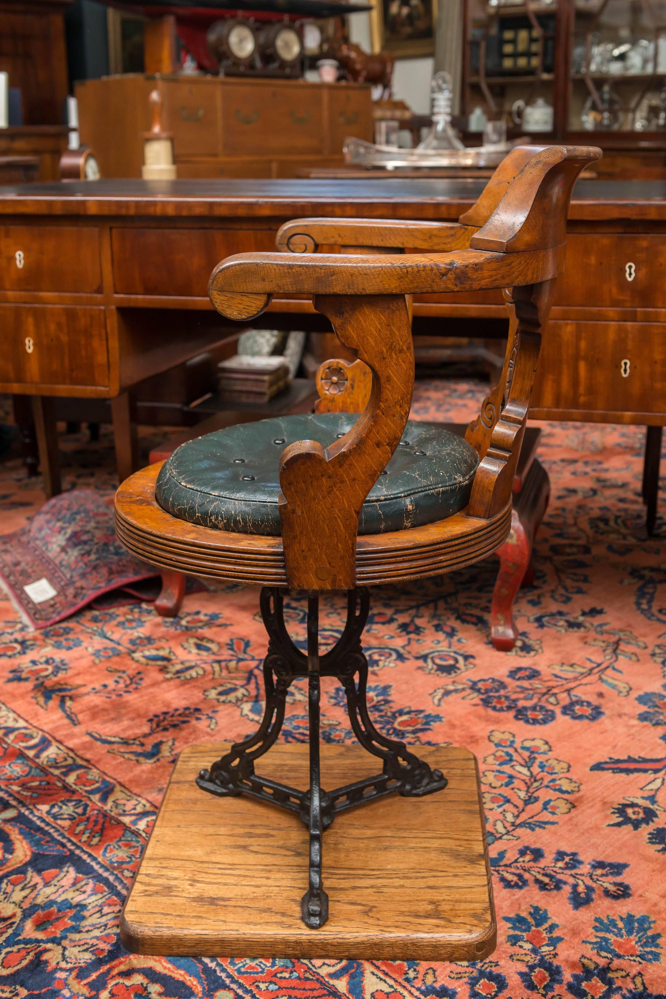 Victorian Late 19th Century English Ship's Chair / Stool Authentic Period Nautical Example