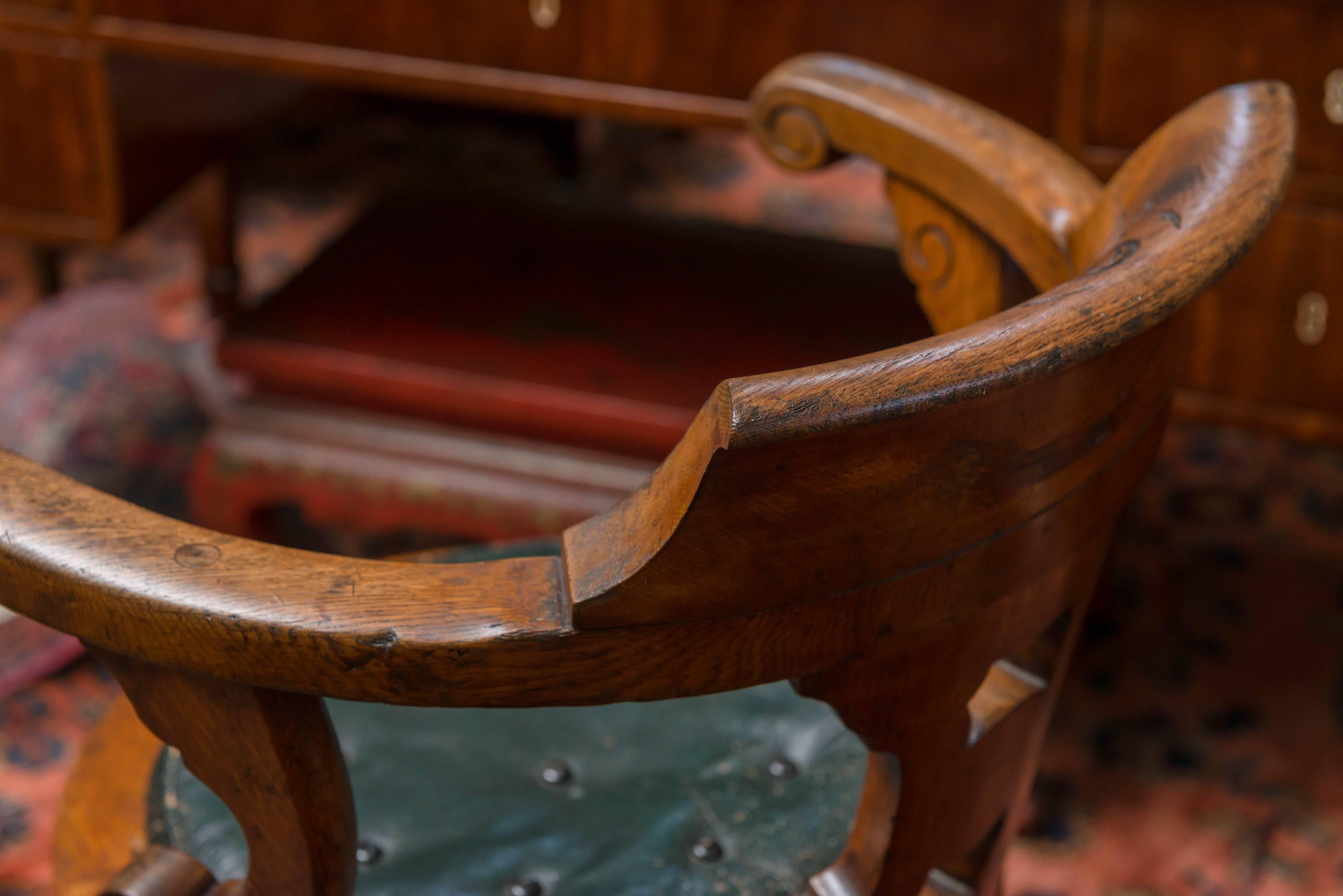 Late 19th Century English Ship's Chair / Stool Authentic Period Nautical Example In Good Condition In San Francisco, CA