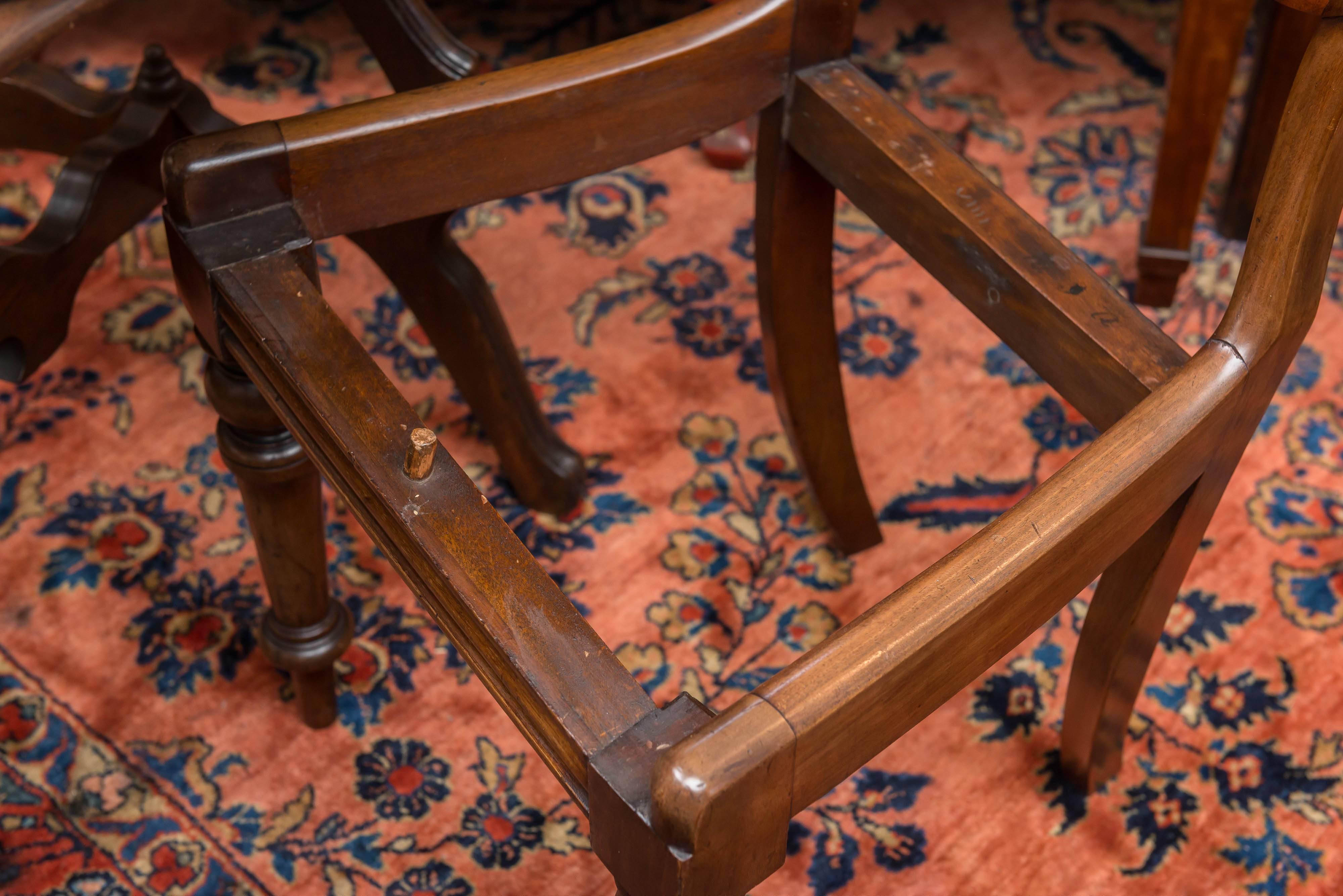 Chess Table Set, Pair of 19th Century Mahogany Chairs and Walnut Table 1