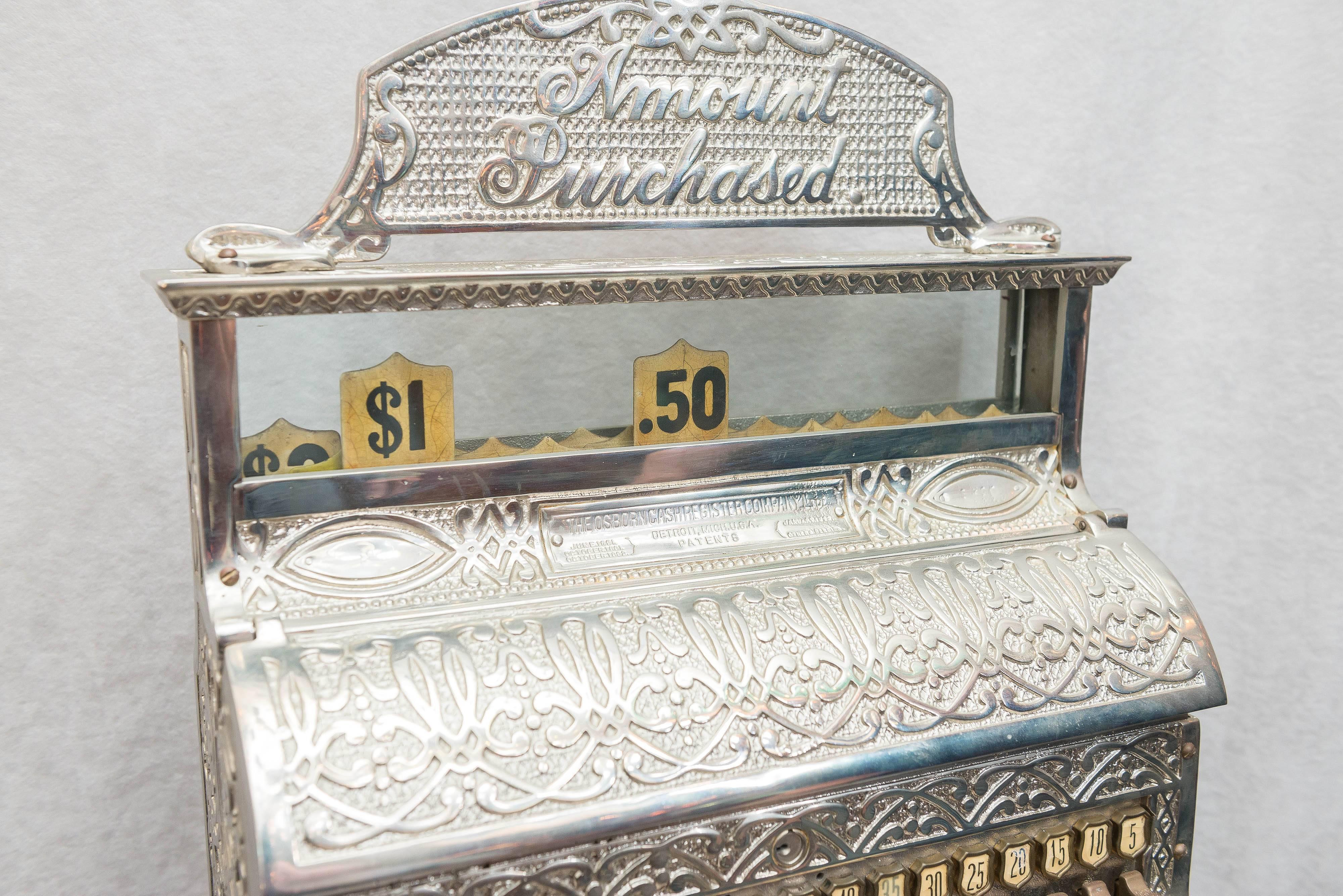 Antique Nickel Plated Cash Register by Osborn Co. For Sale at 1stDibs