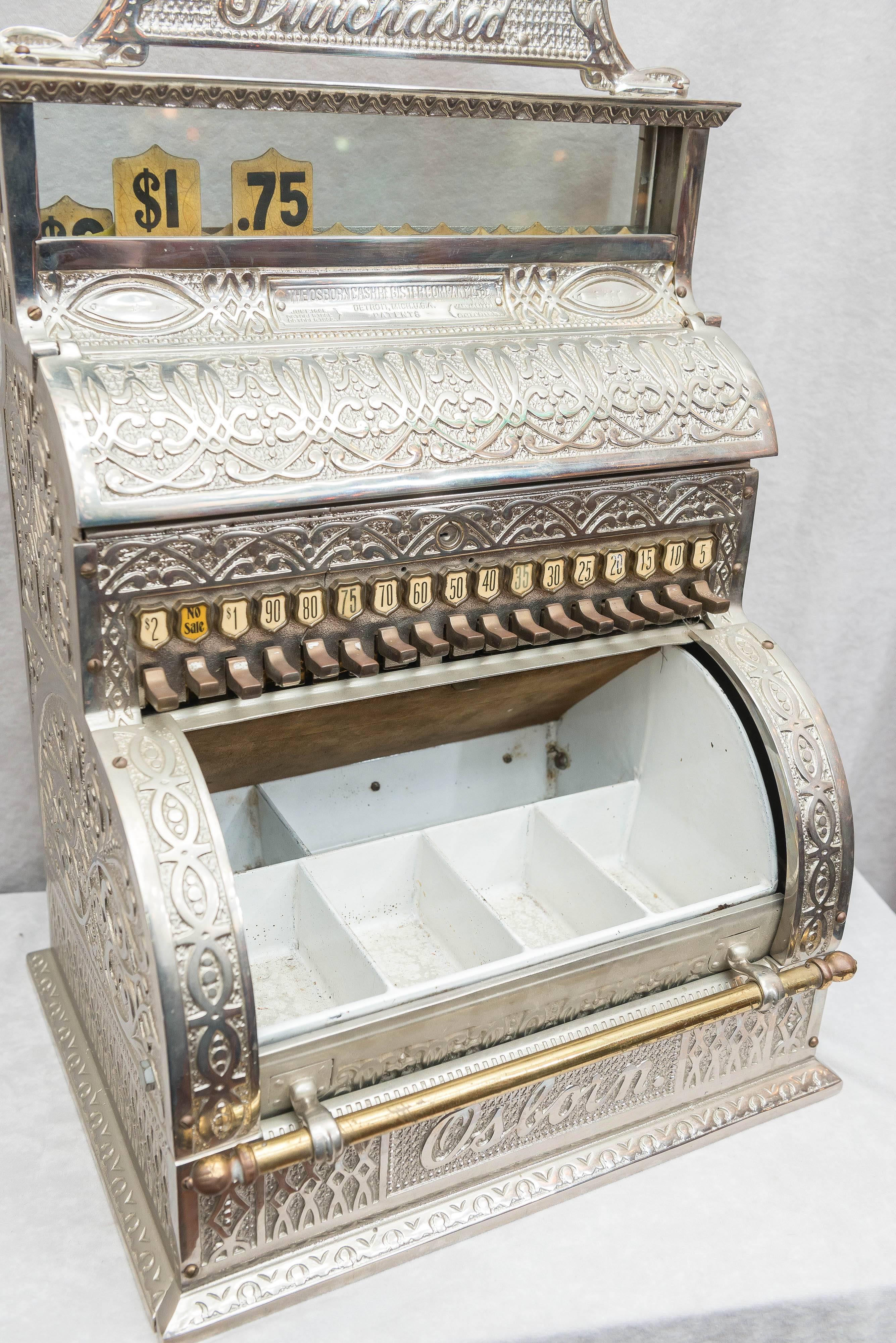 Antique Nickel Plated Cash Register by Osborn Co. For Sale at 1stDibs