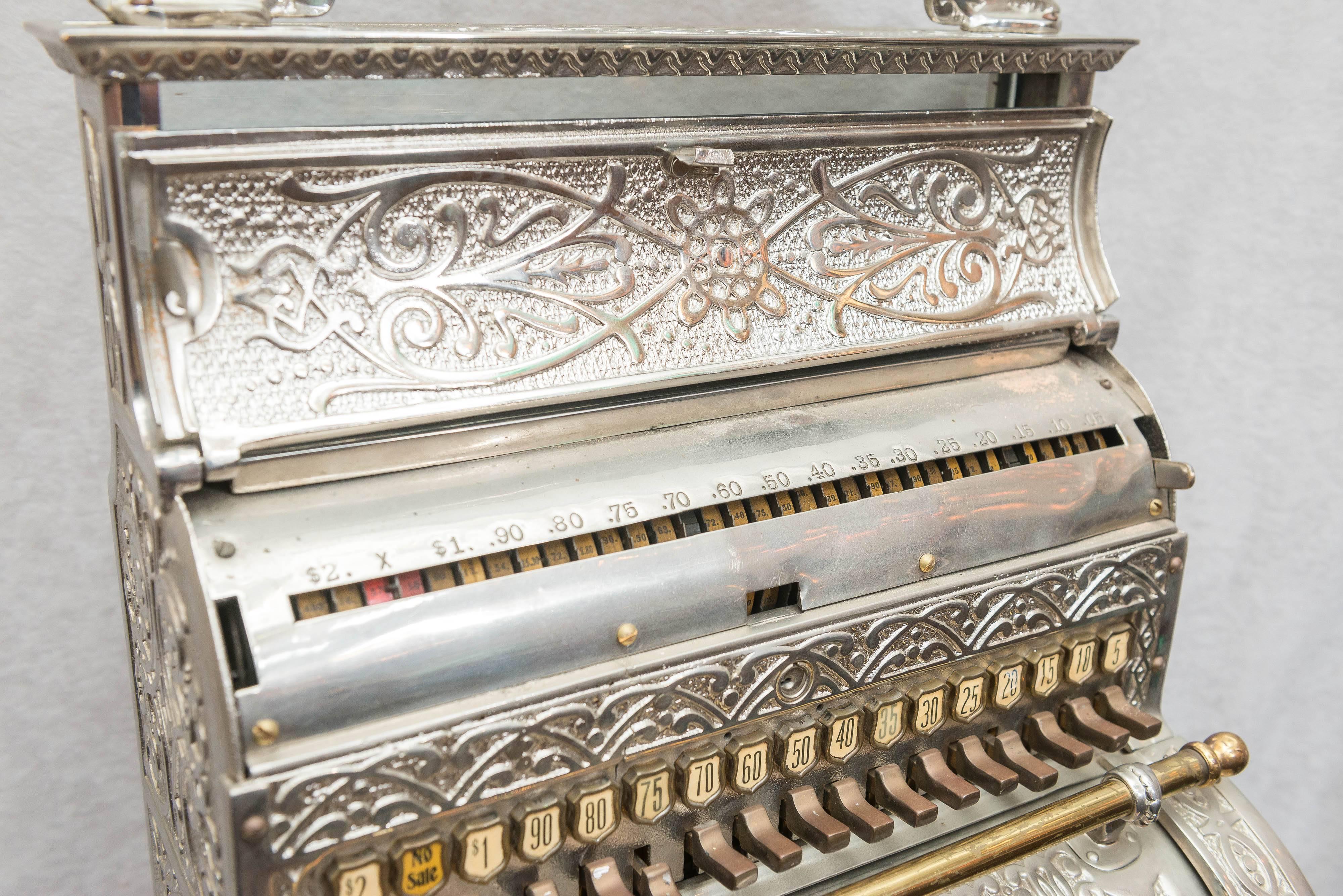 Antique Nickel Plated Cash Register by Osborn Co. For Sale at 1stDibs