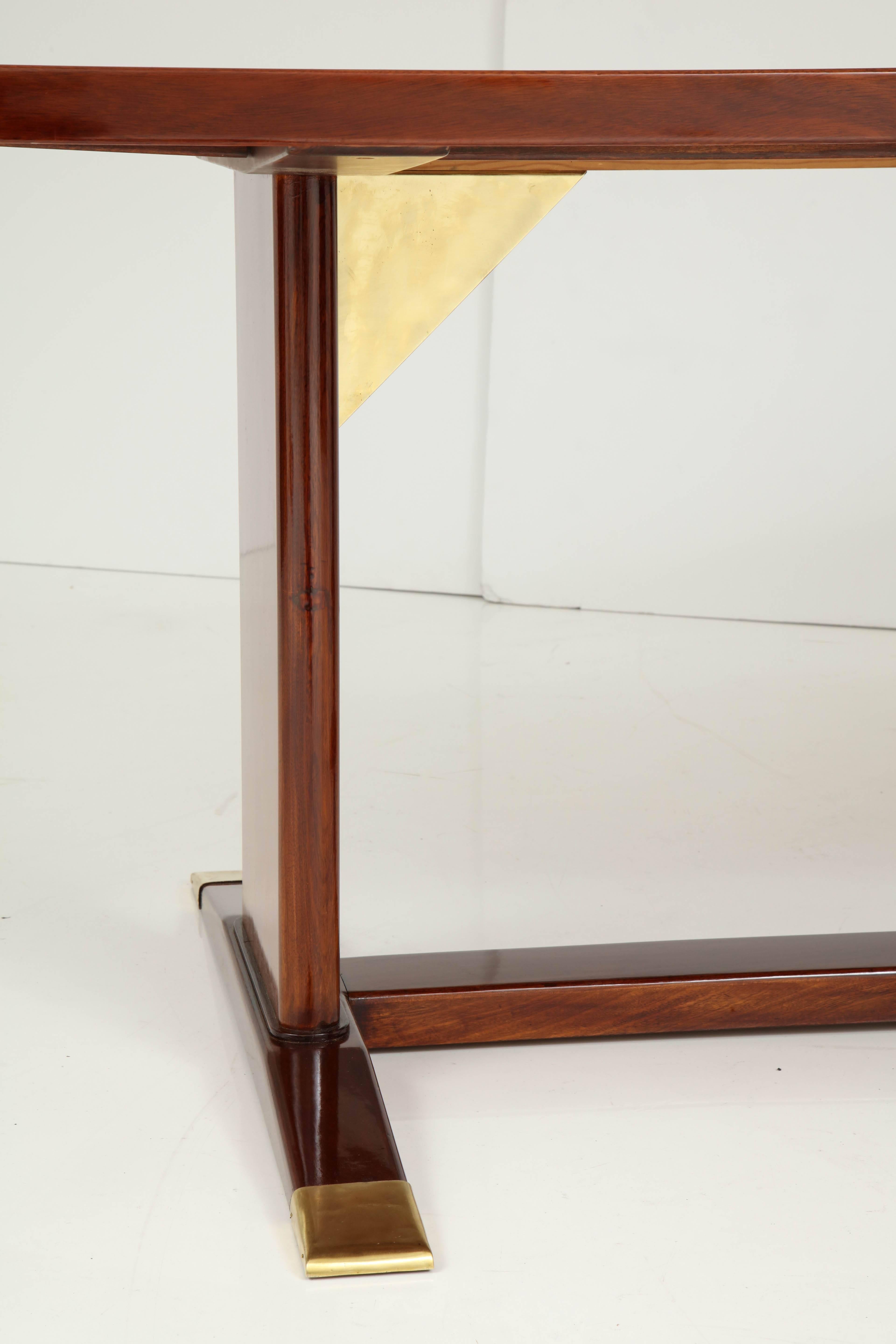 Mid-20th Century Impressive Frits Henningsen Mahogany and Brass-Mounted Table, circa 1940s