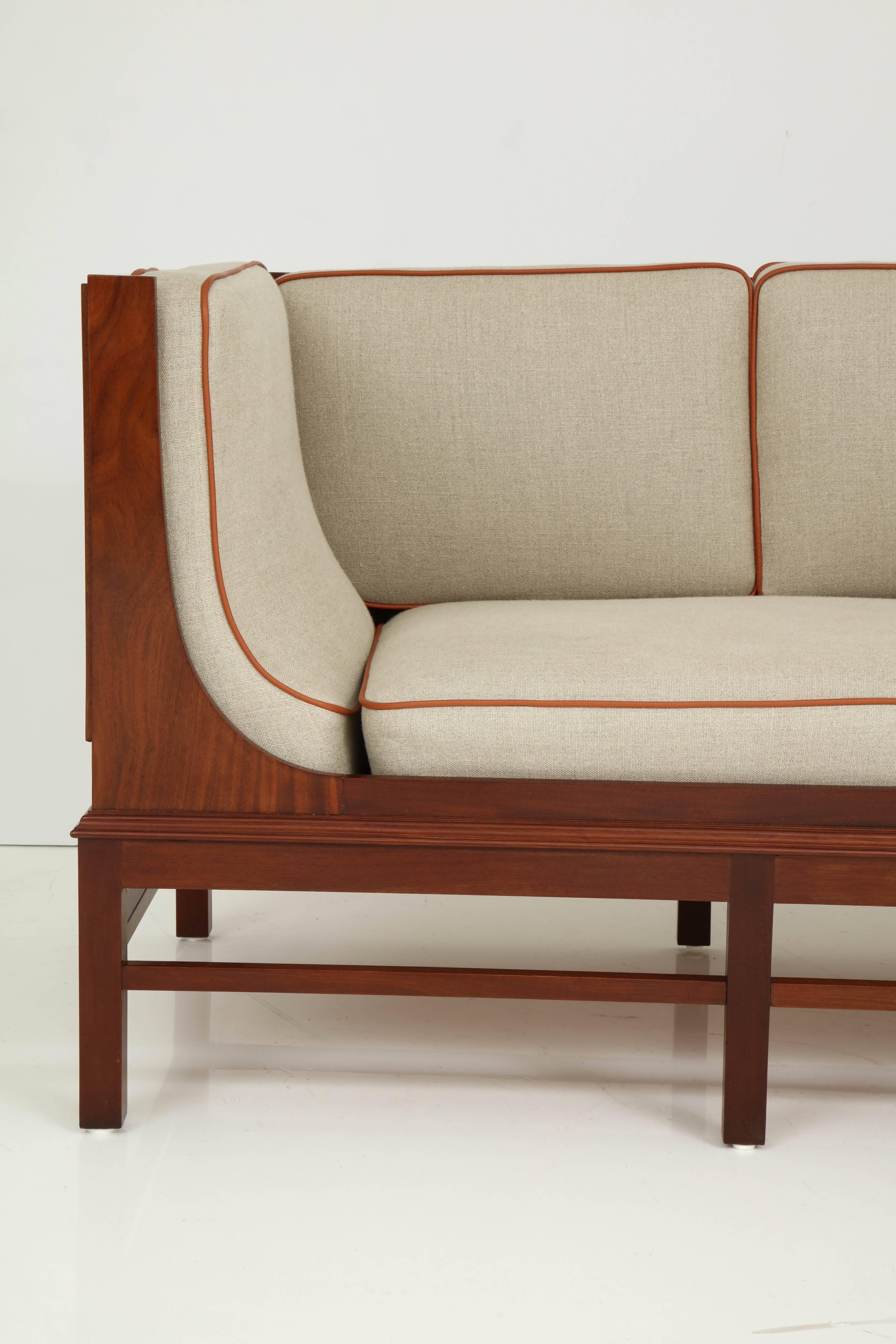 Scandinavian Modern Danish Cabinet Maker Mahogany and Upholstered Sofa, circa 1940s