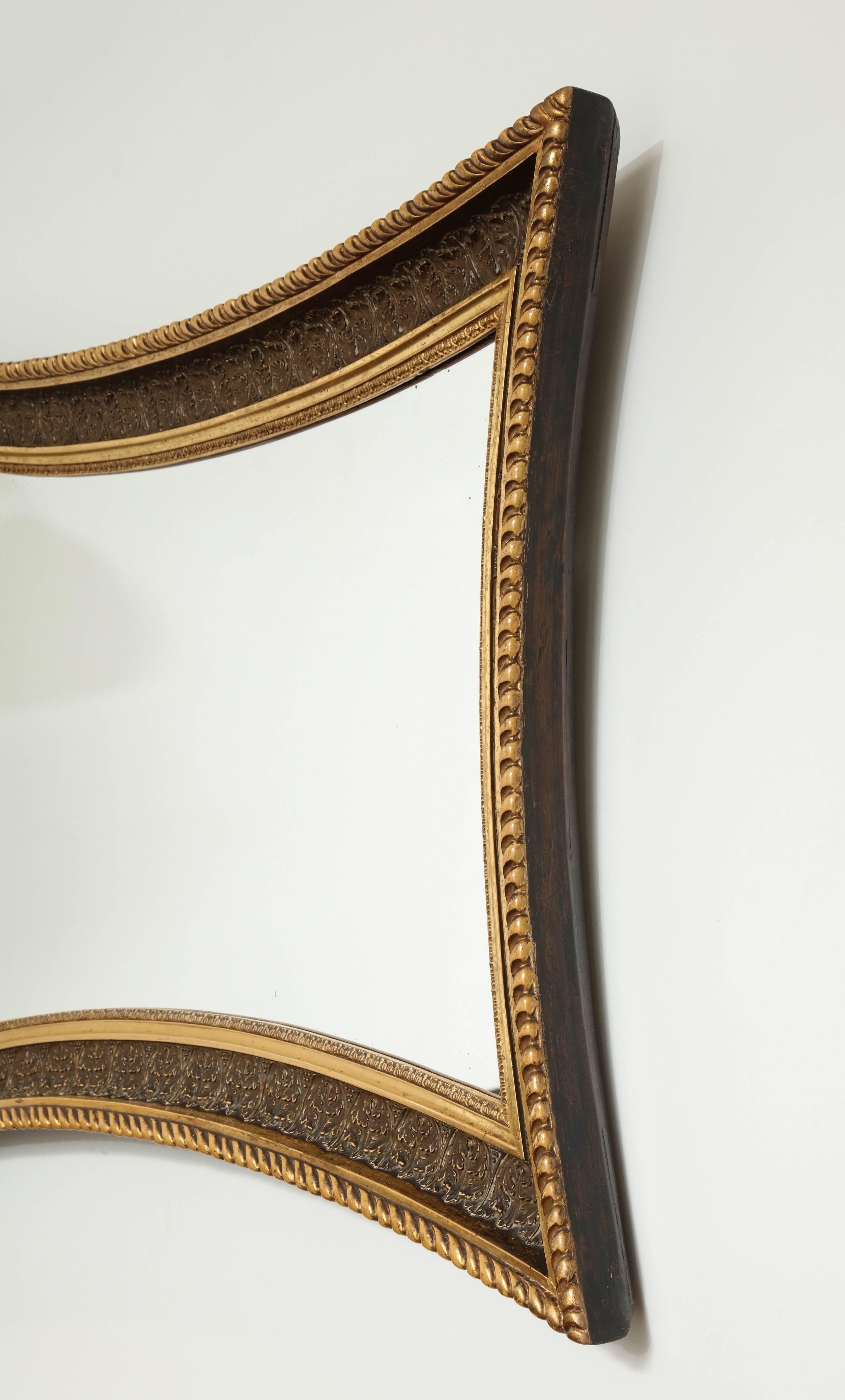 Danish Giltwood and Painted Concave Sided Mirror, circa 1860s 1