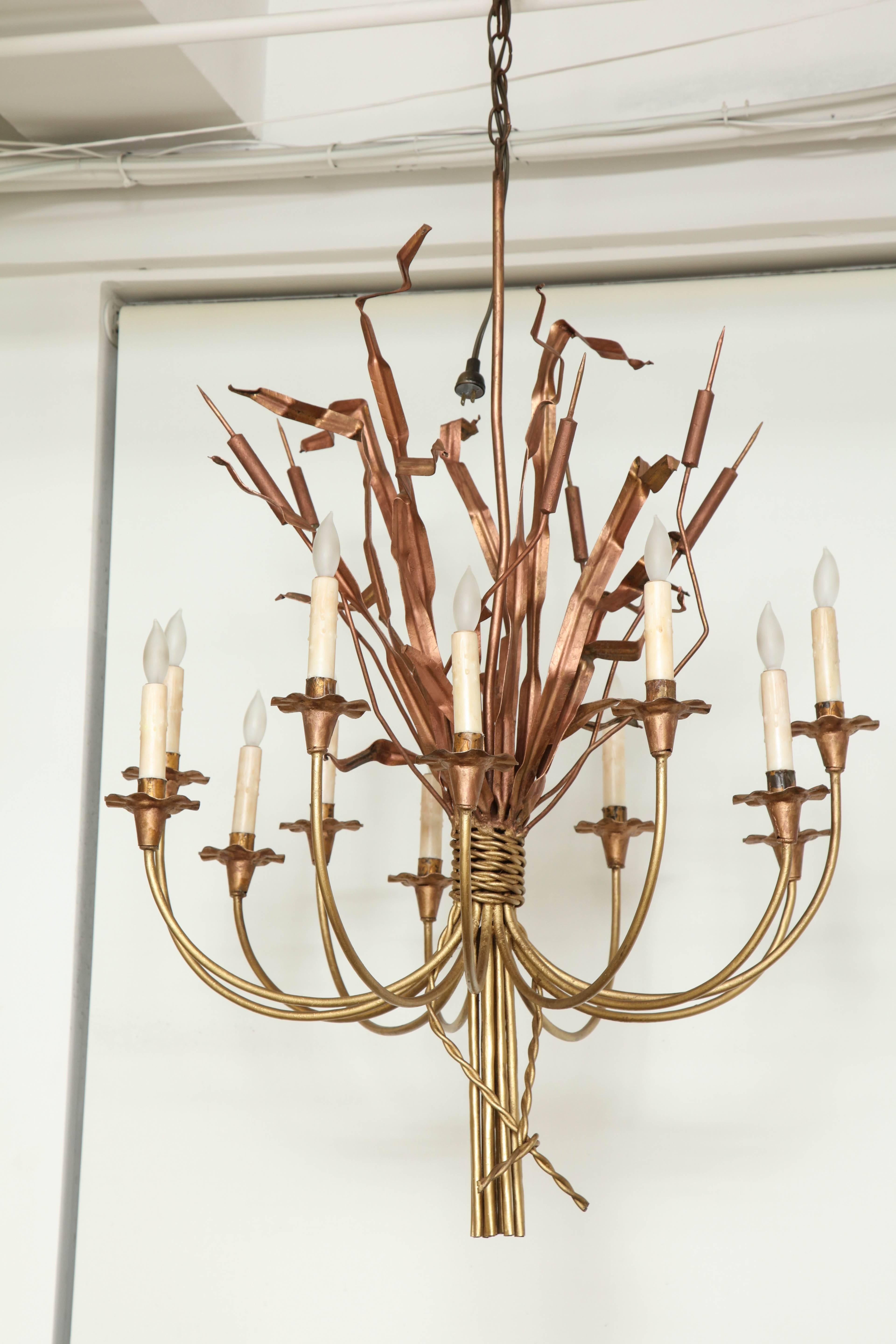 French Neoclassic Cattail Chandelier For Sale