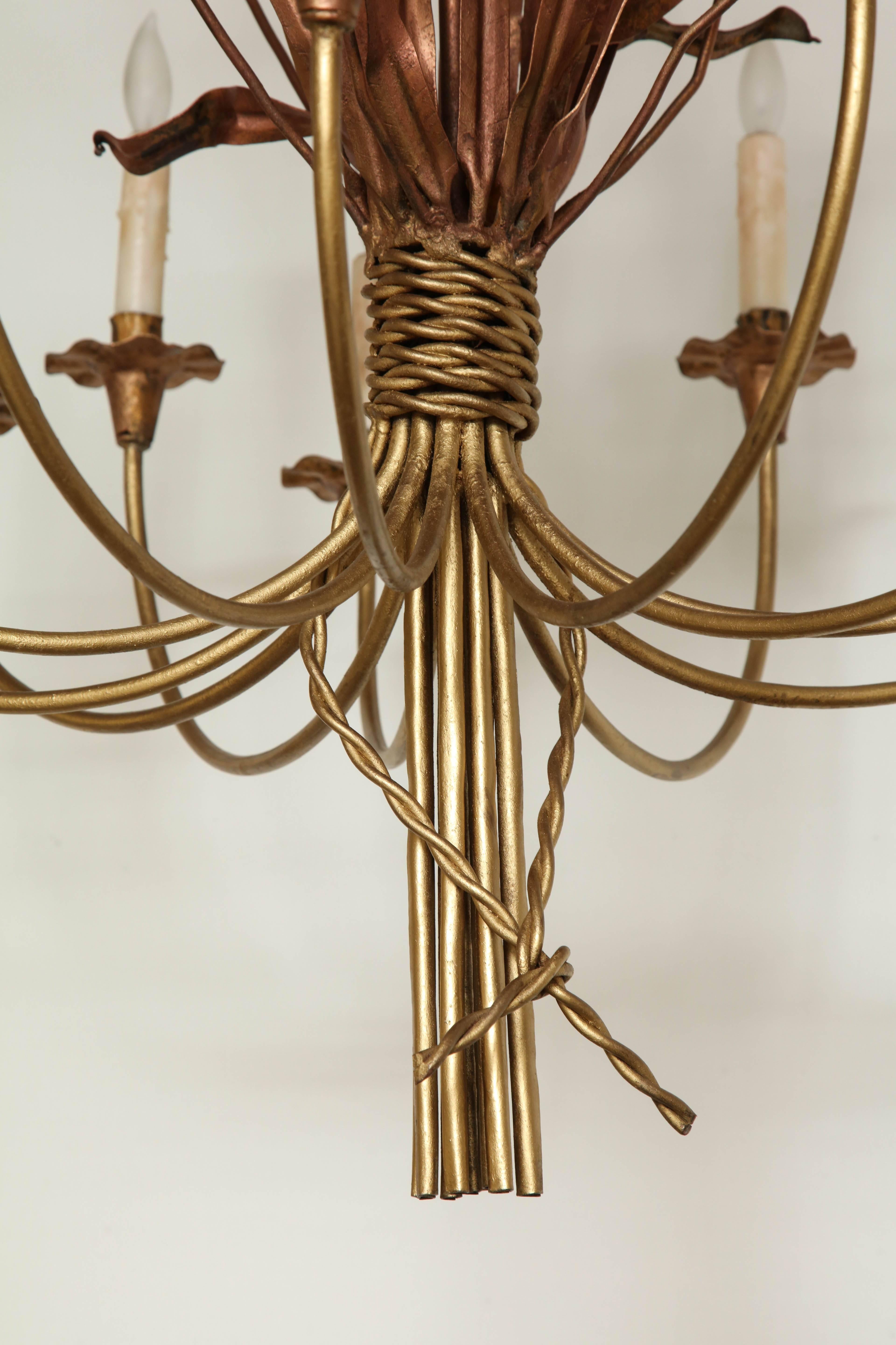 Mid-20th Century Neoclassic Cattail Chandelier For Sale