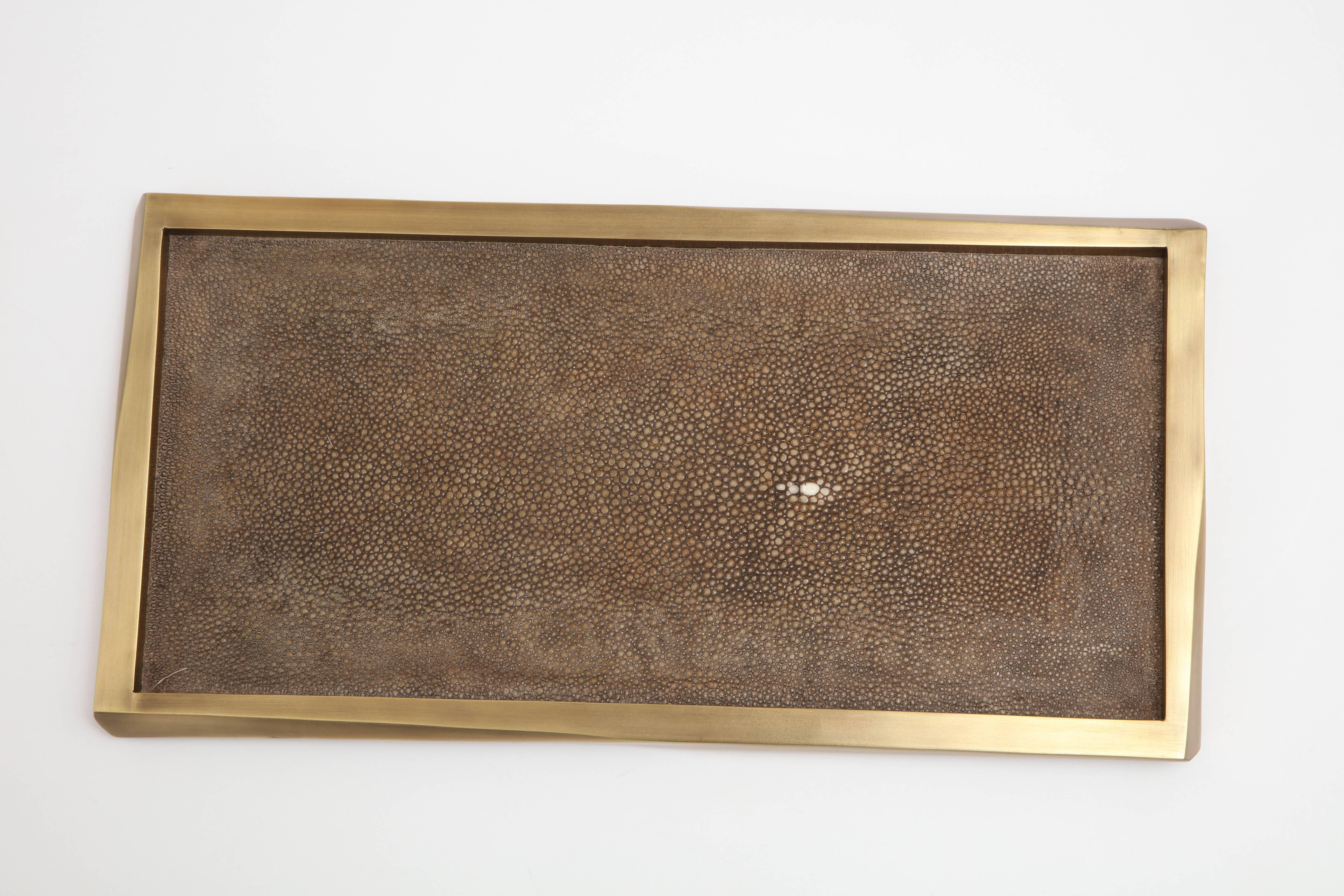 Hand-Crafted Shagreen Tray with Bronze Details