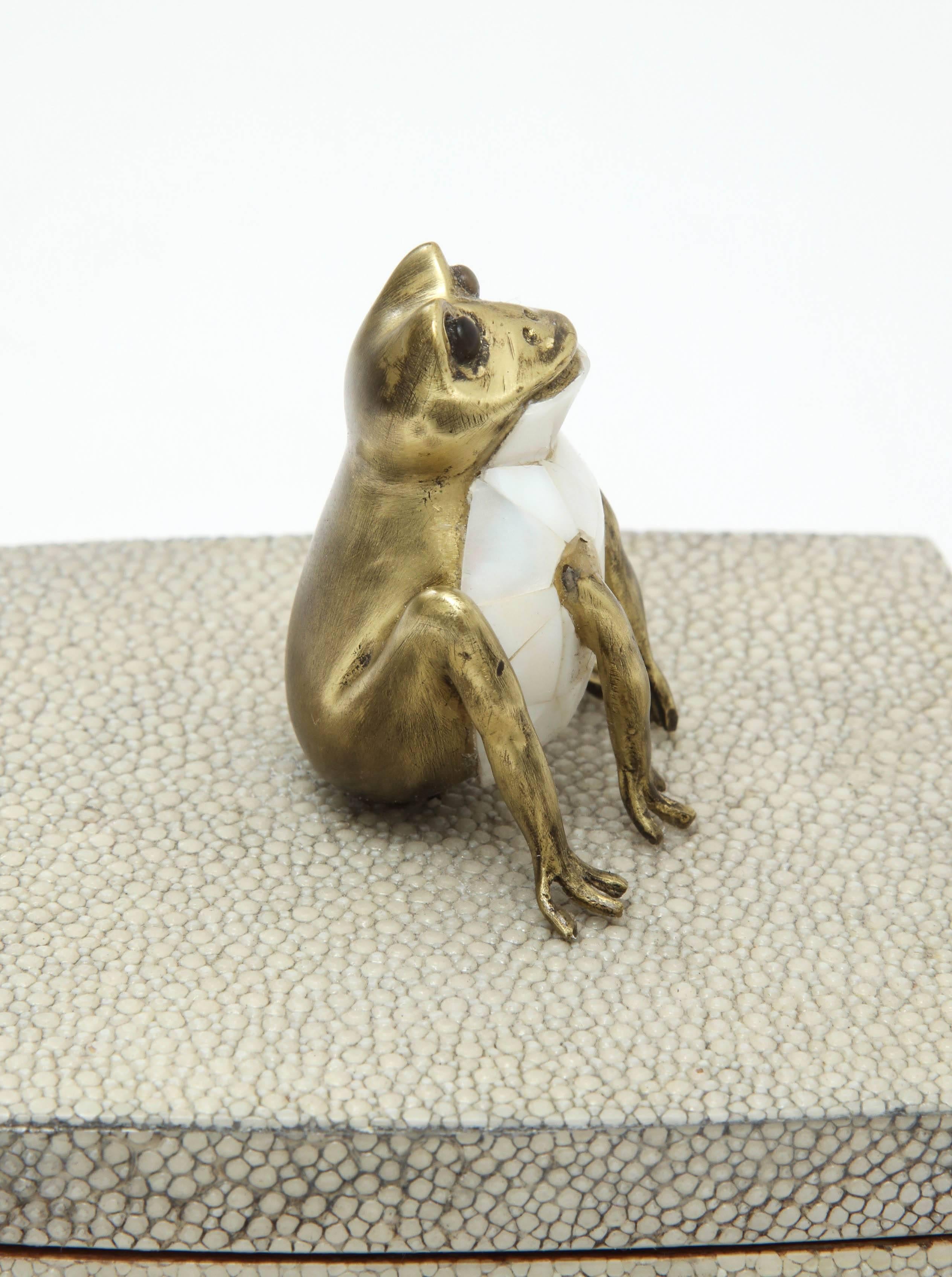 Shagreen Box with Decorative Frog  In Excellent Condition In New York, NY
