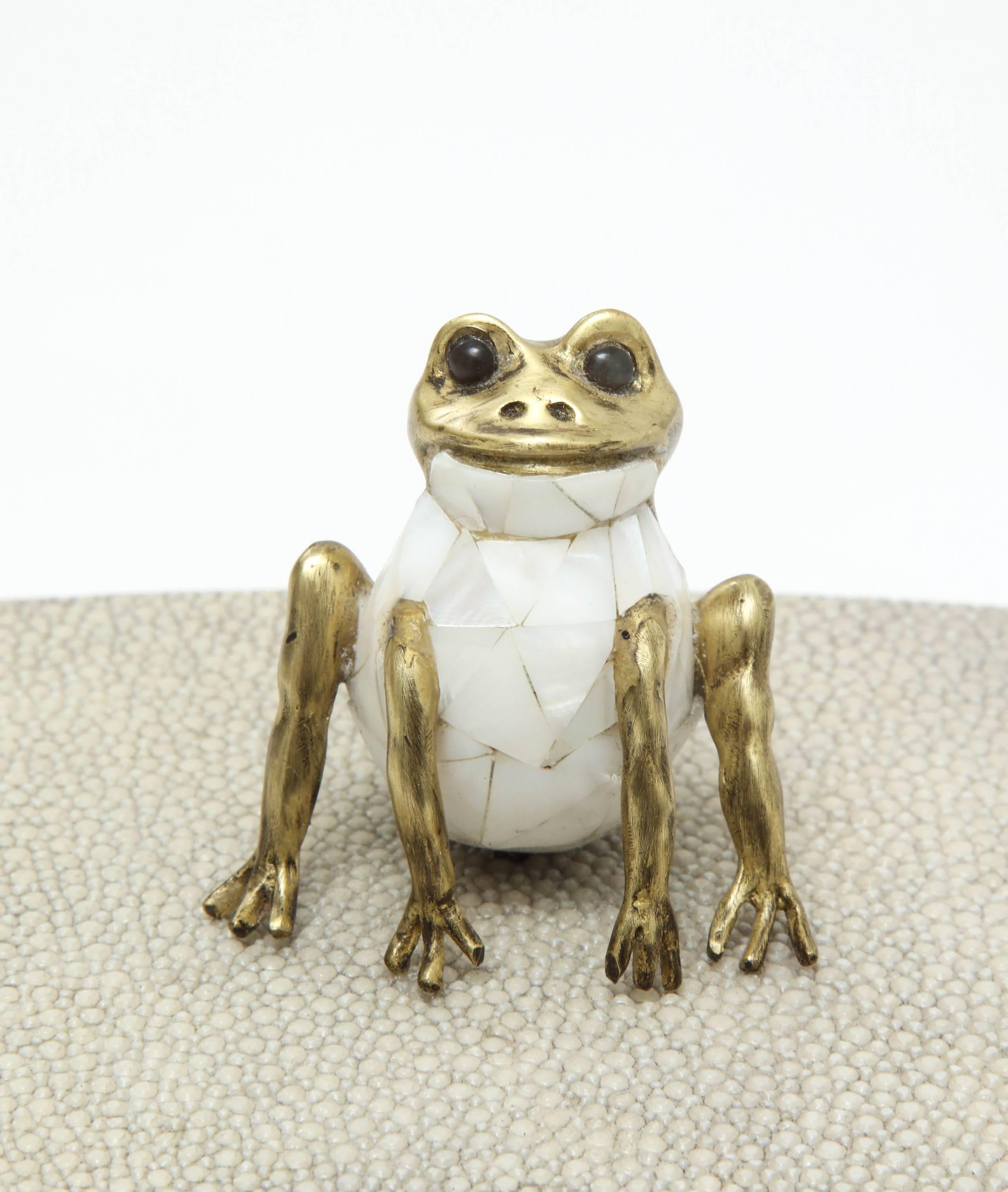 Bronze Shagreen Box with Decorative Frog 