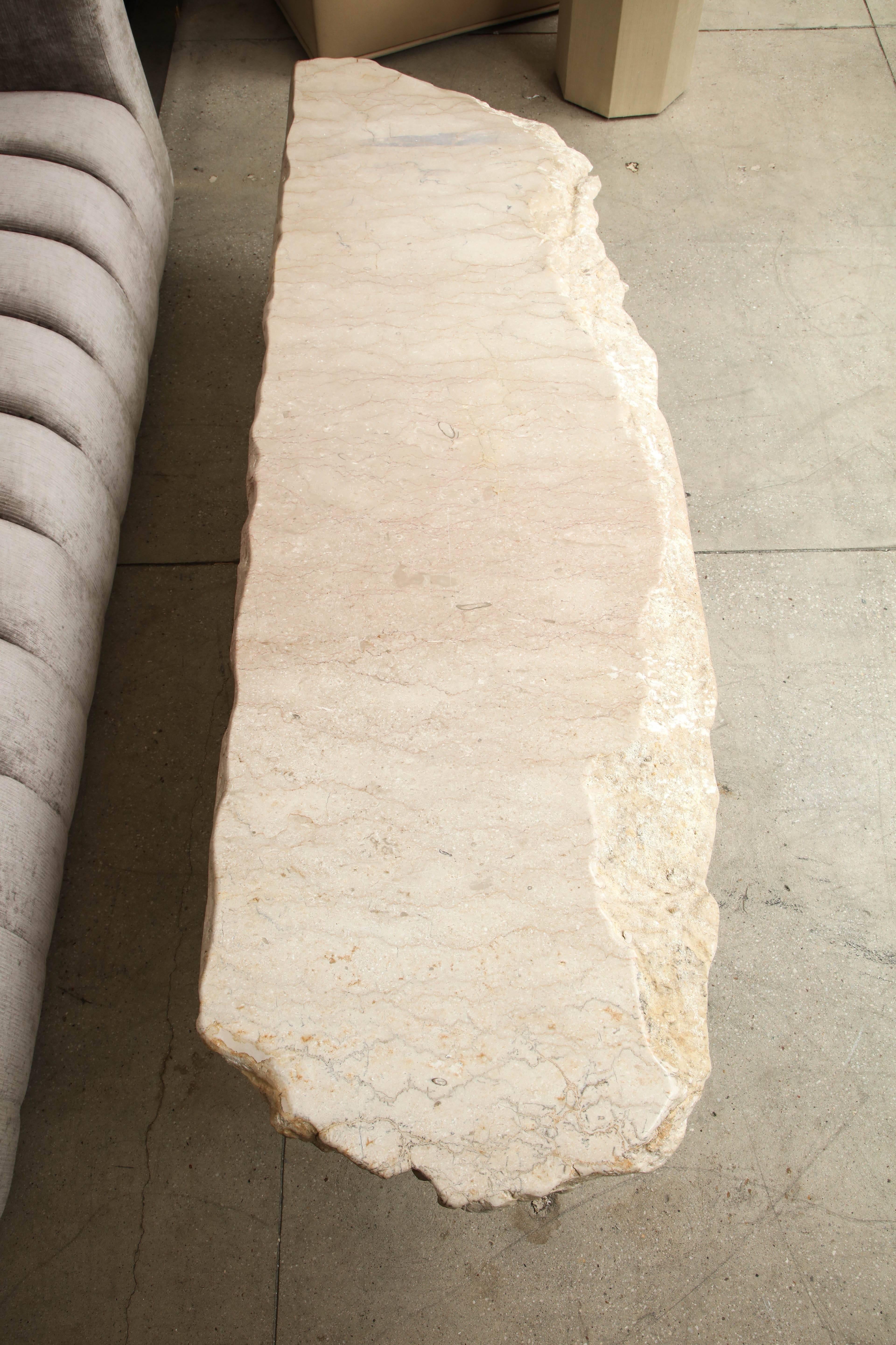 Late 20th Century Large Free Form Travertine Coffee Table