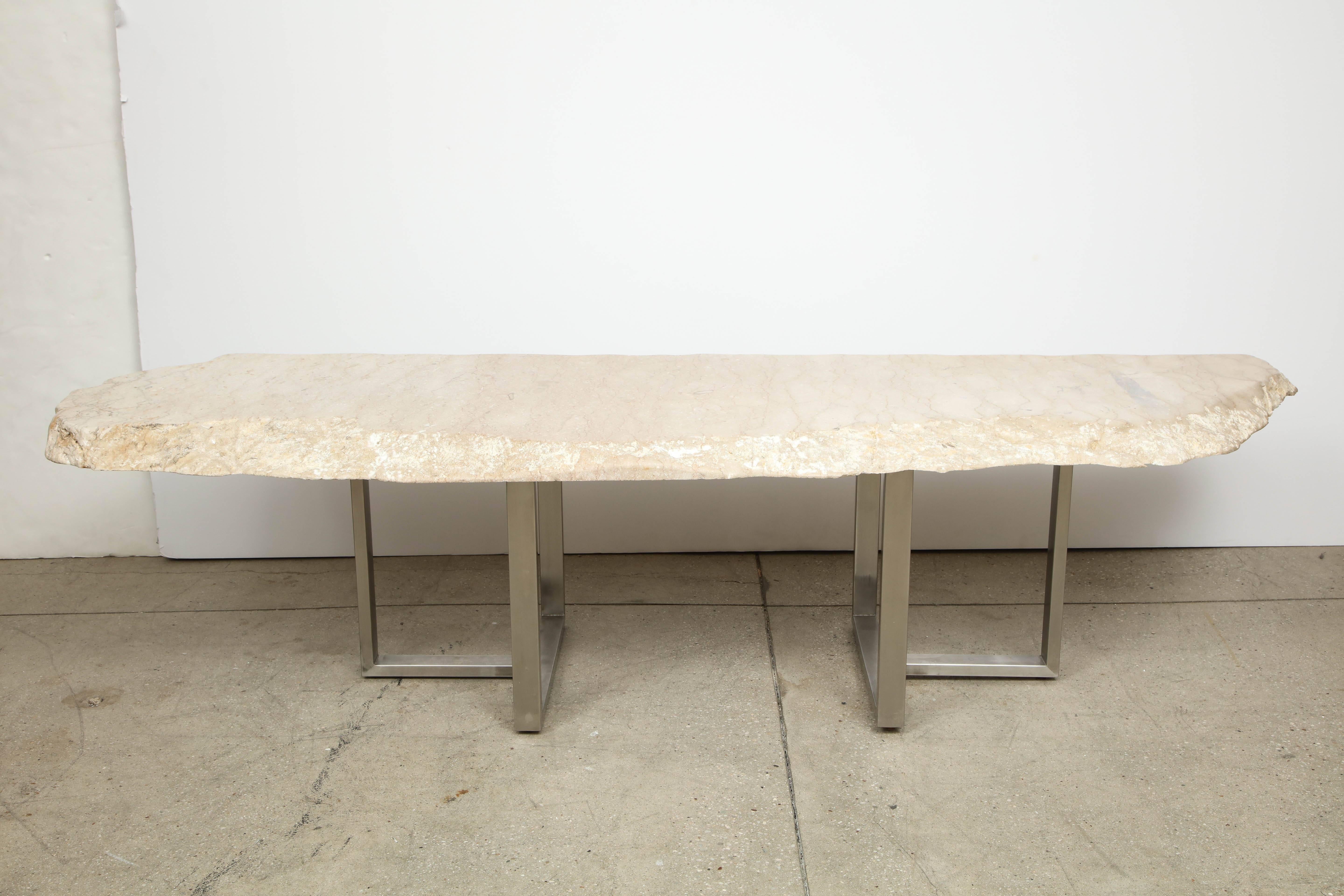 Large Free Form Travertine Coffee Table 4
