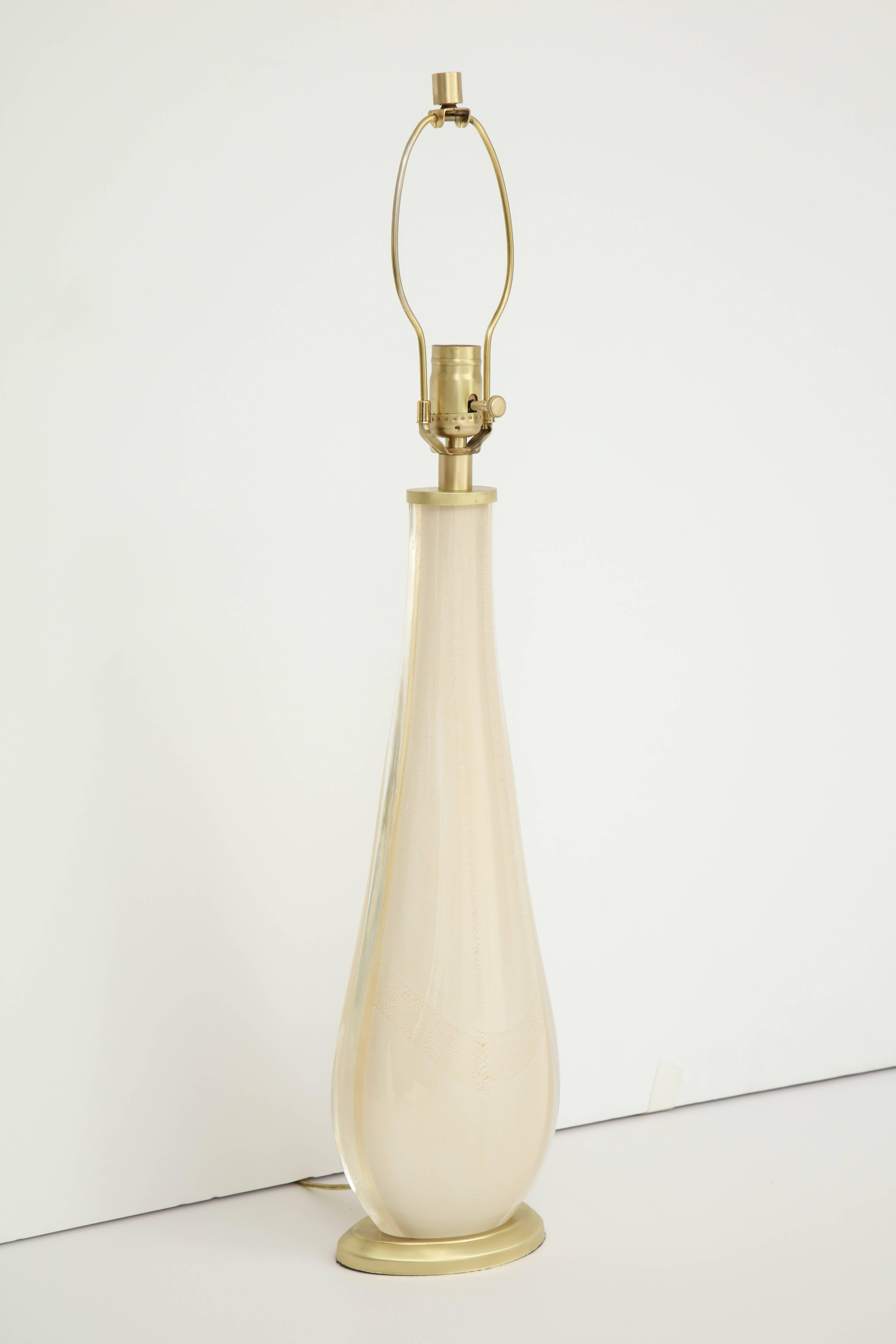 Mid-Century Modern Venini Ivory White Murano Glass Lamps