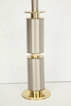 Laurel Modernist Brushed Steel and Brass Lamps