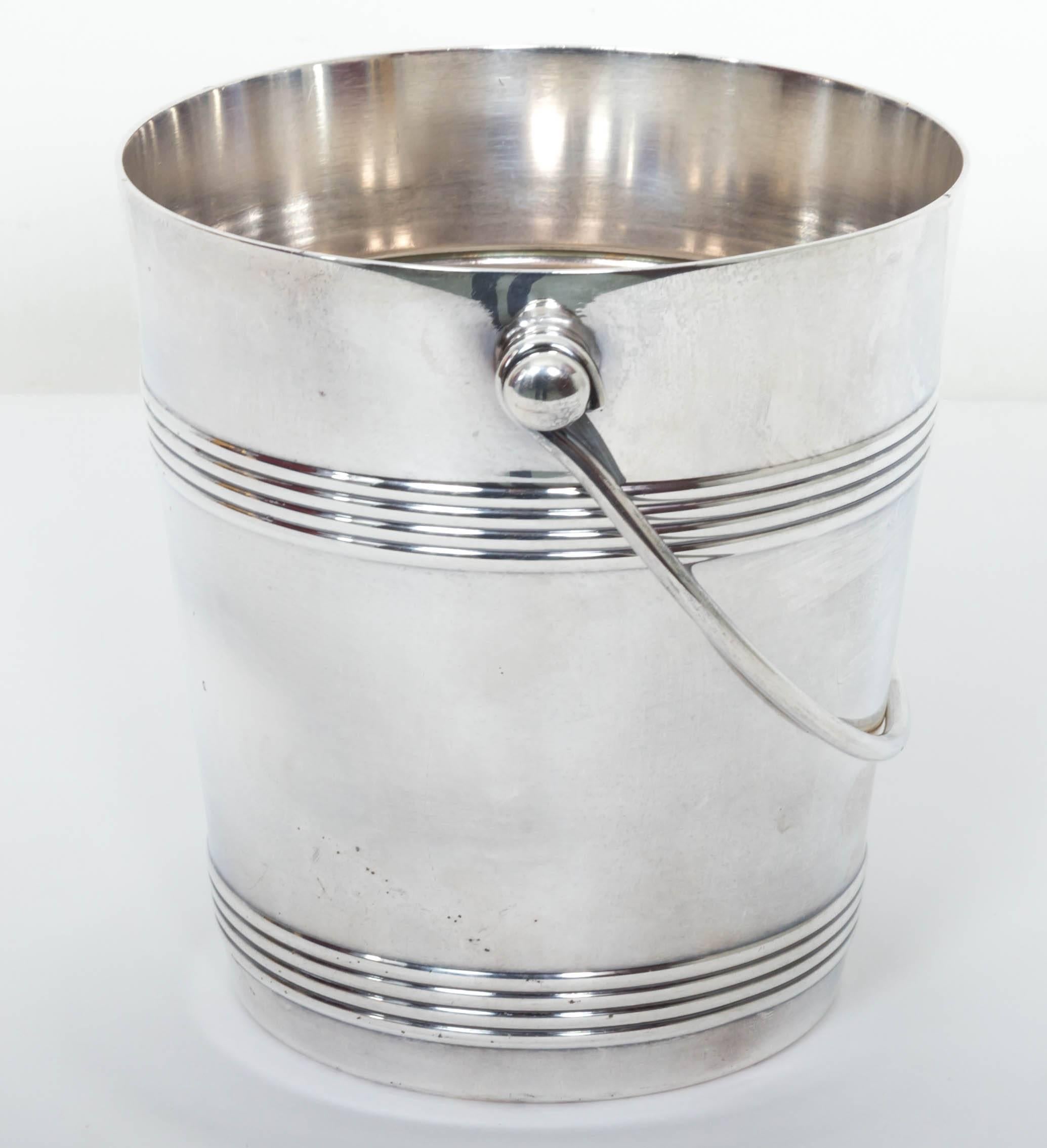French Christofle Silver Plate Ice Bucket with Insert